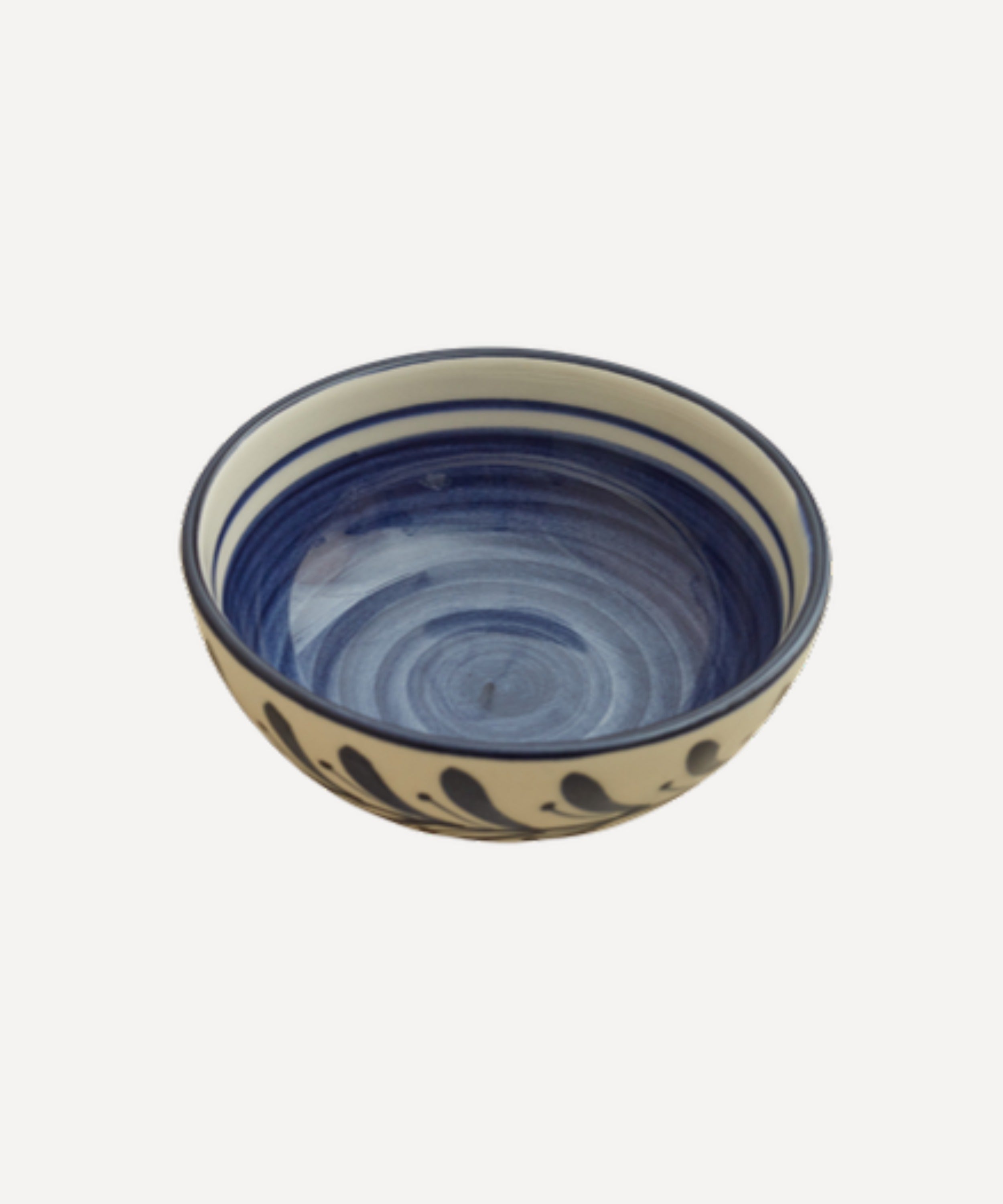 Helecho Soup Bowl in Deep Blue — hand-painted fern wreath ceramic, Carmen del Viboral, Colombia