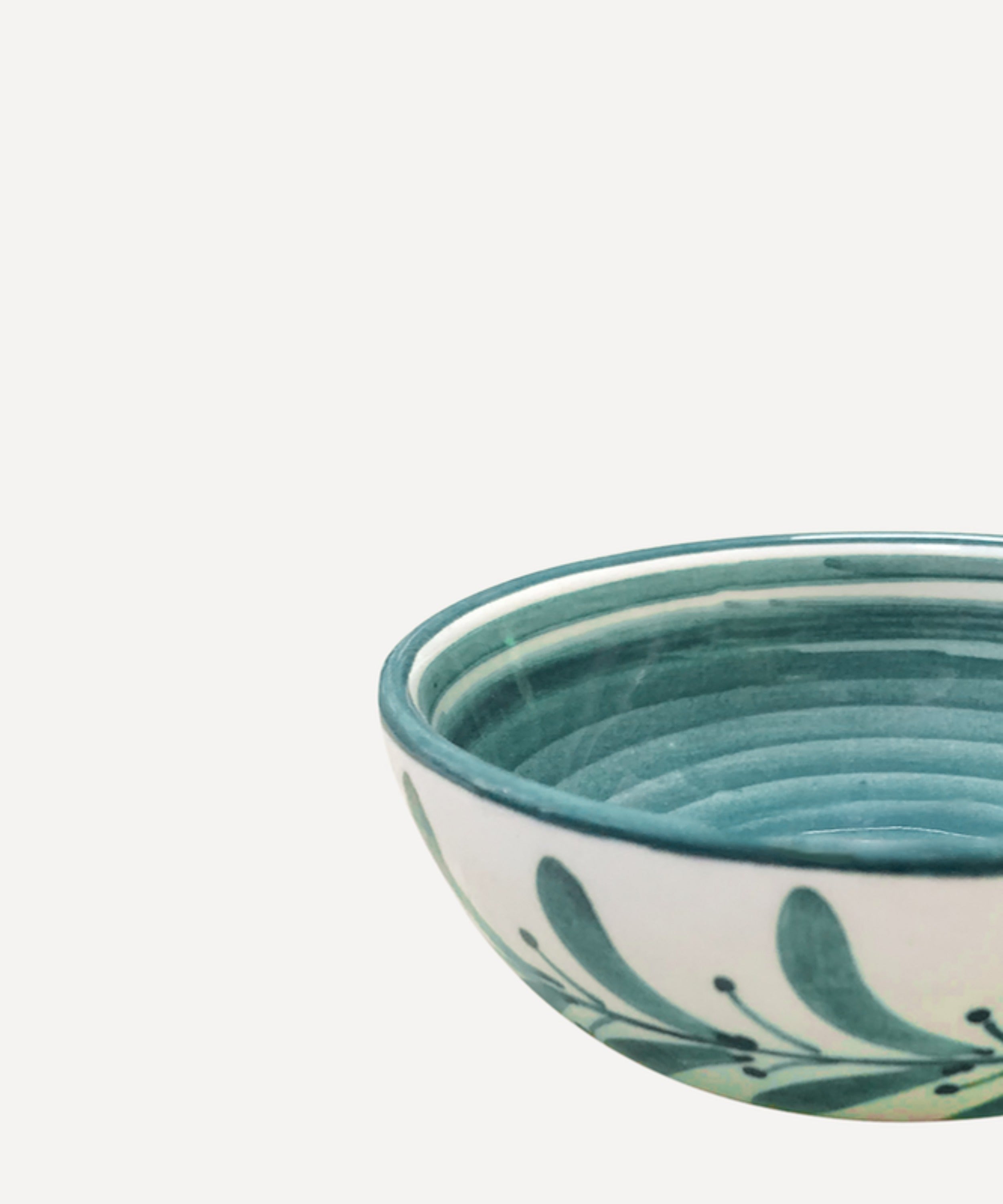 Helecho Bowl in Teal, hand-painted Fern Wreath ceramic, Carmen del Viboral