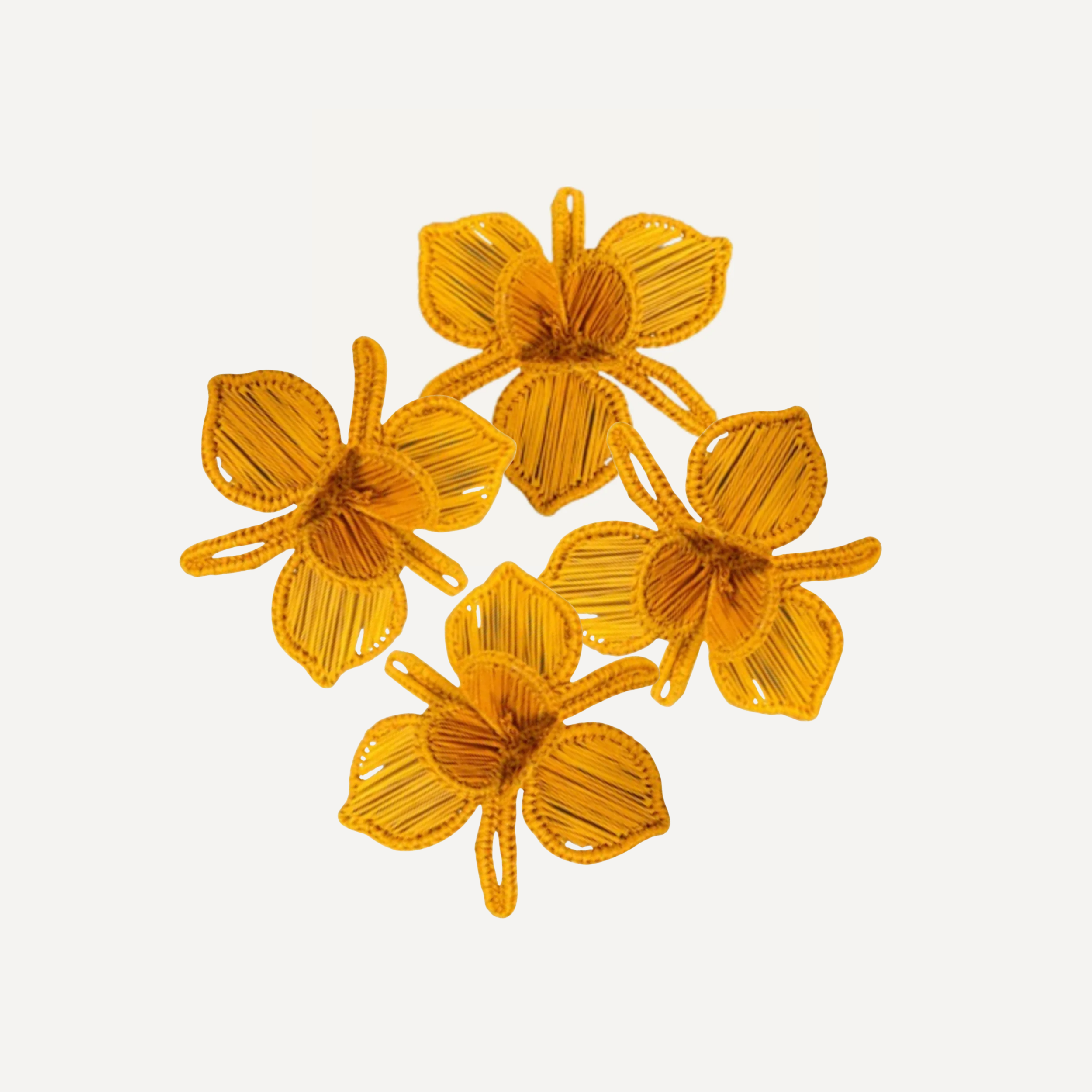 Orquidea Napkin Ring, Mustard (set of 4)