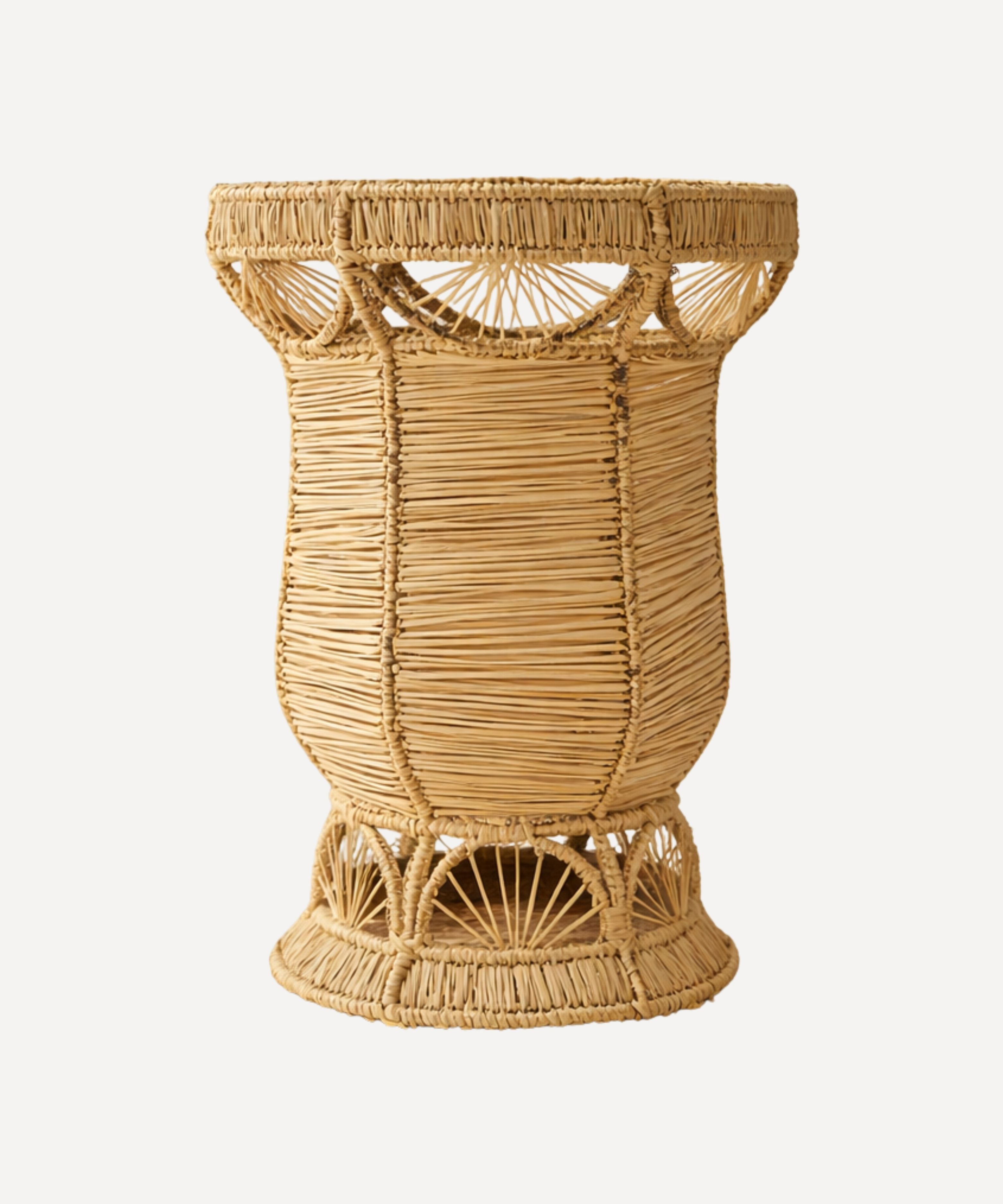 Woven iraca hurricane lamp or vase