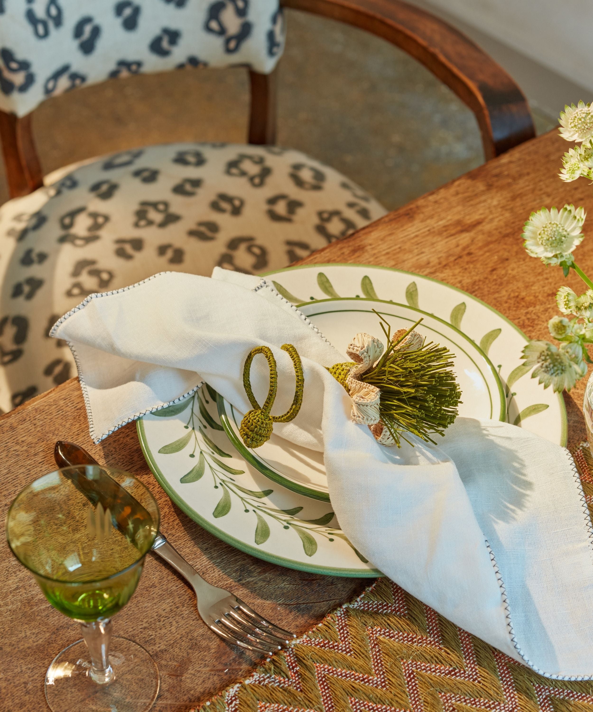 Pompon Napkin Ring, Green
