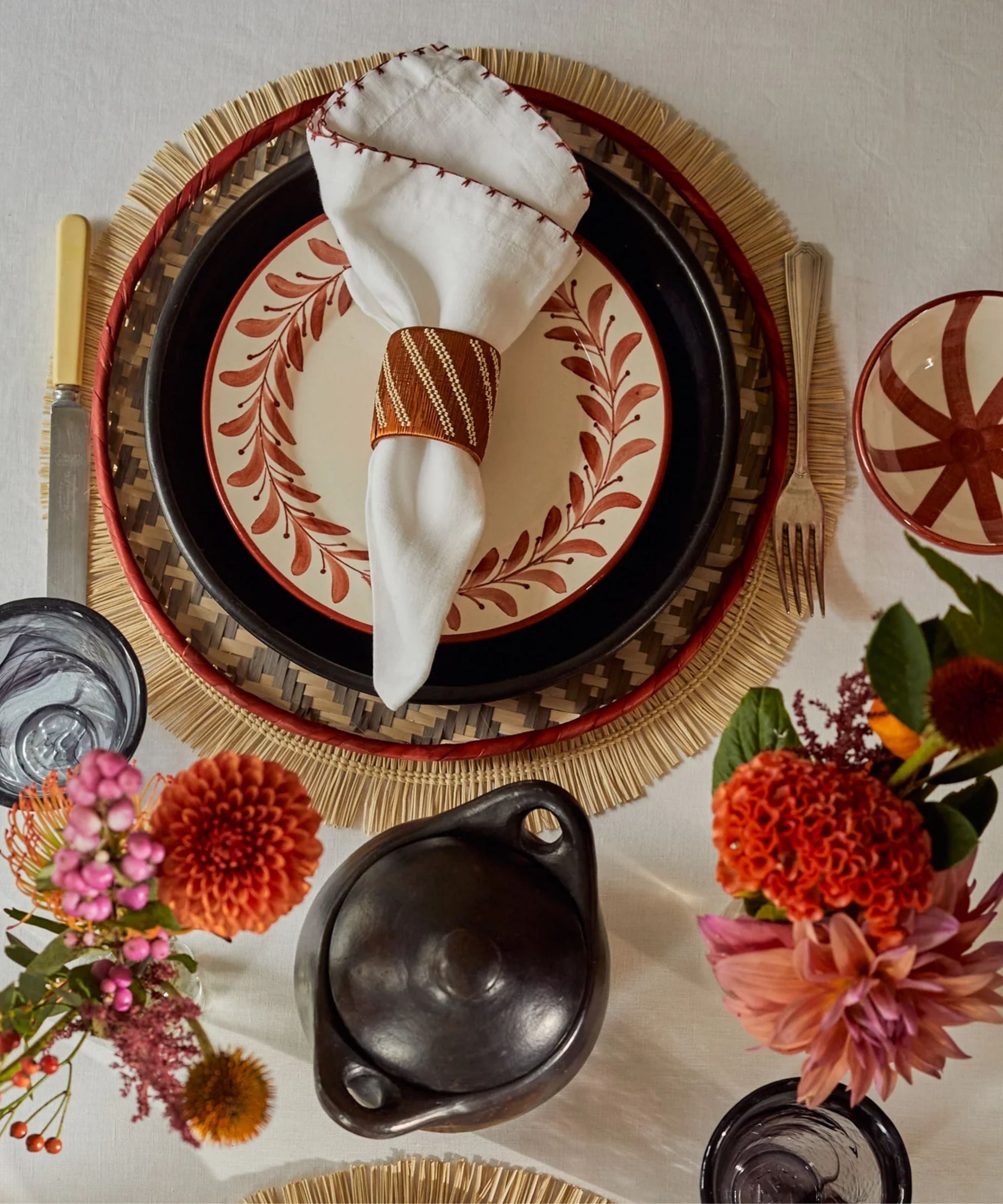 Helecho Side Plate, Rust Red (Side of 4)