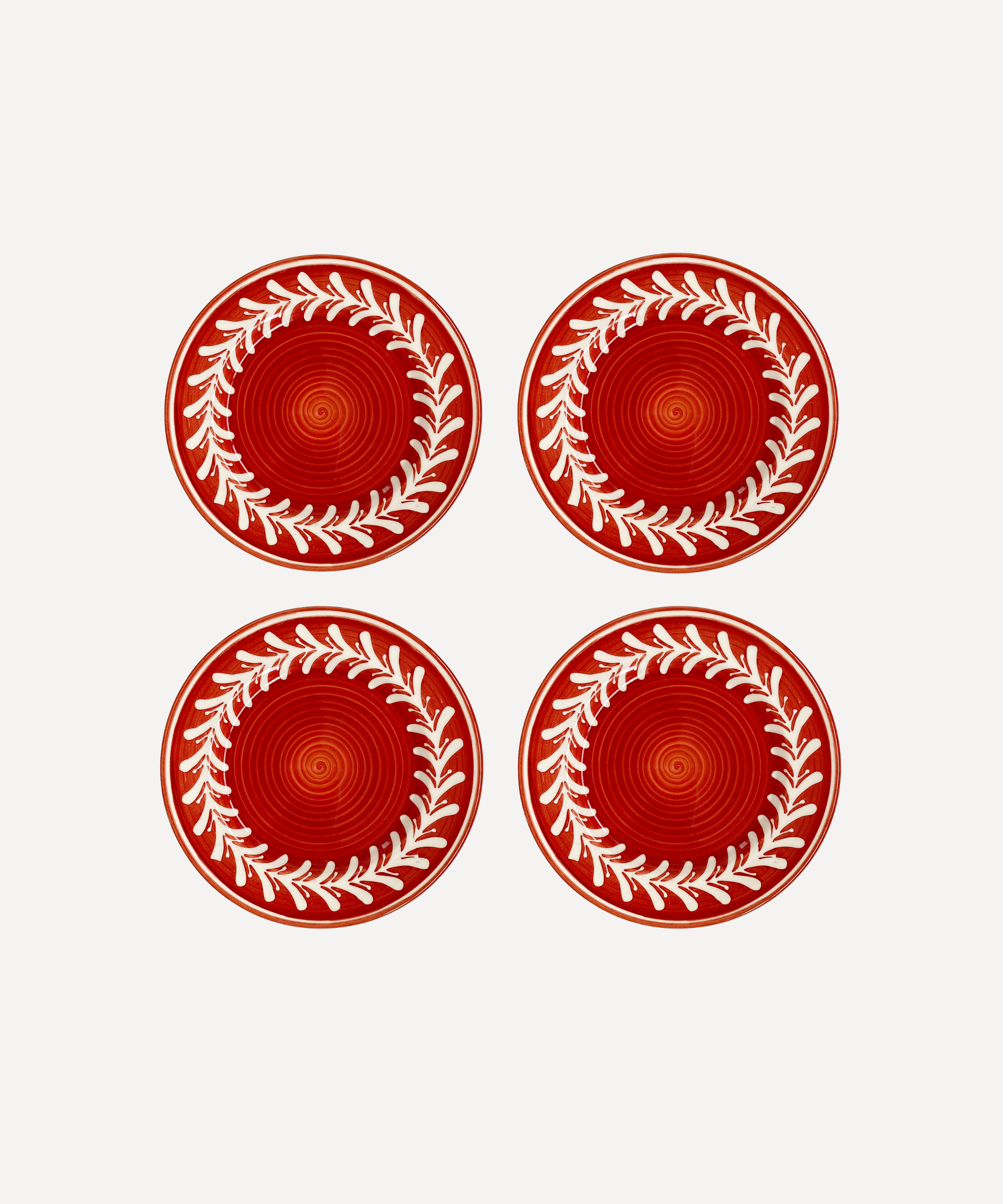 Dark Helecho Side Plate, Rust Red (Set of 4)