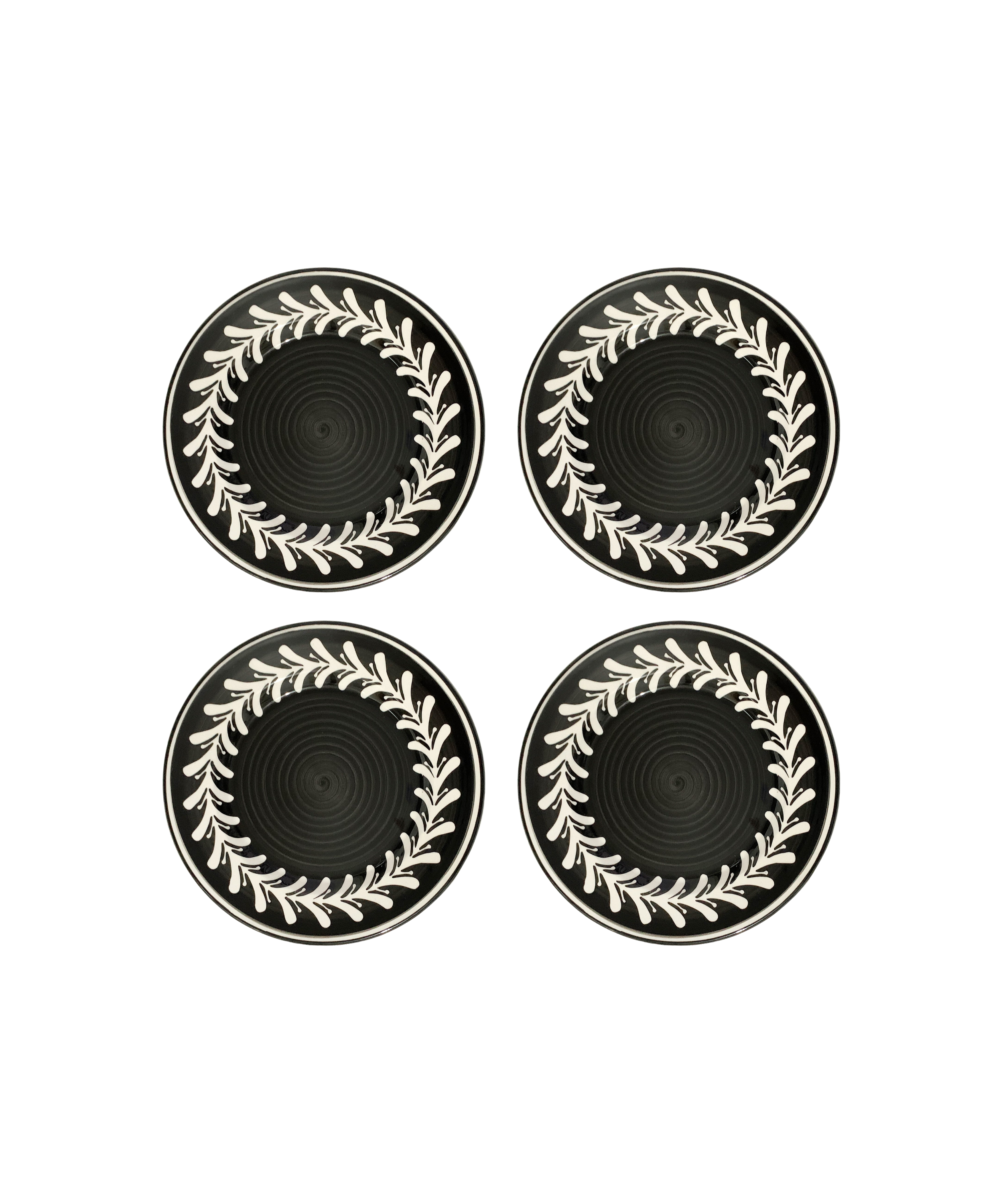 Dark Helecho Side Plate, Jet Black (Set of 4)