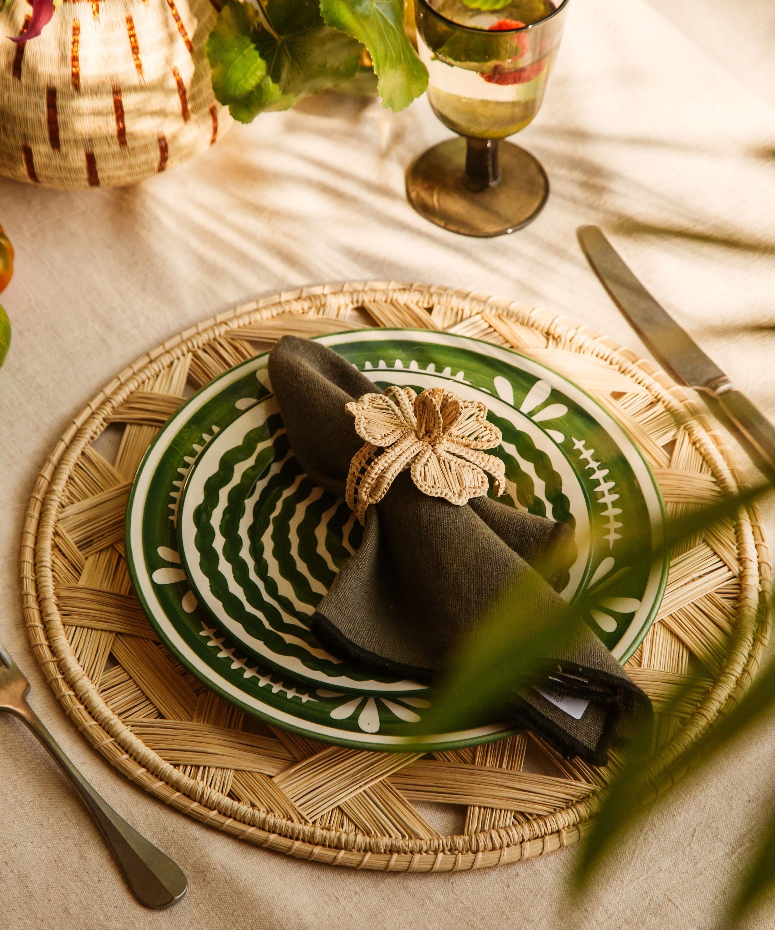 Flor Dinner Plate, Fern Green (Set of 4)