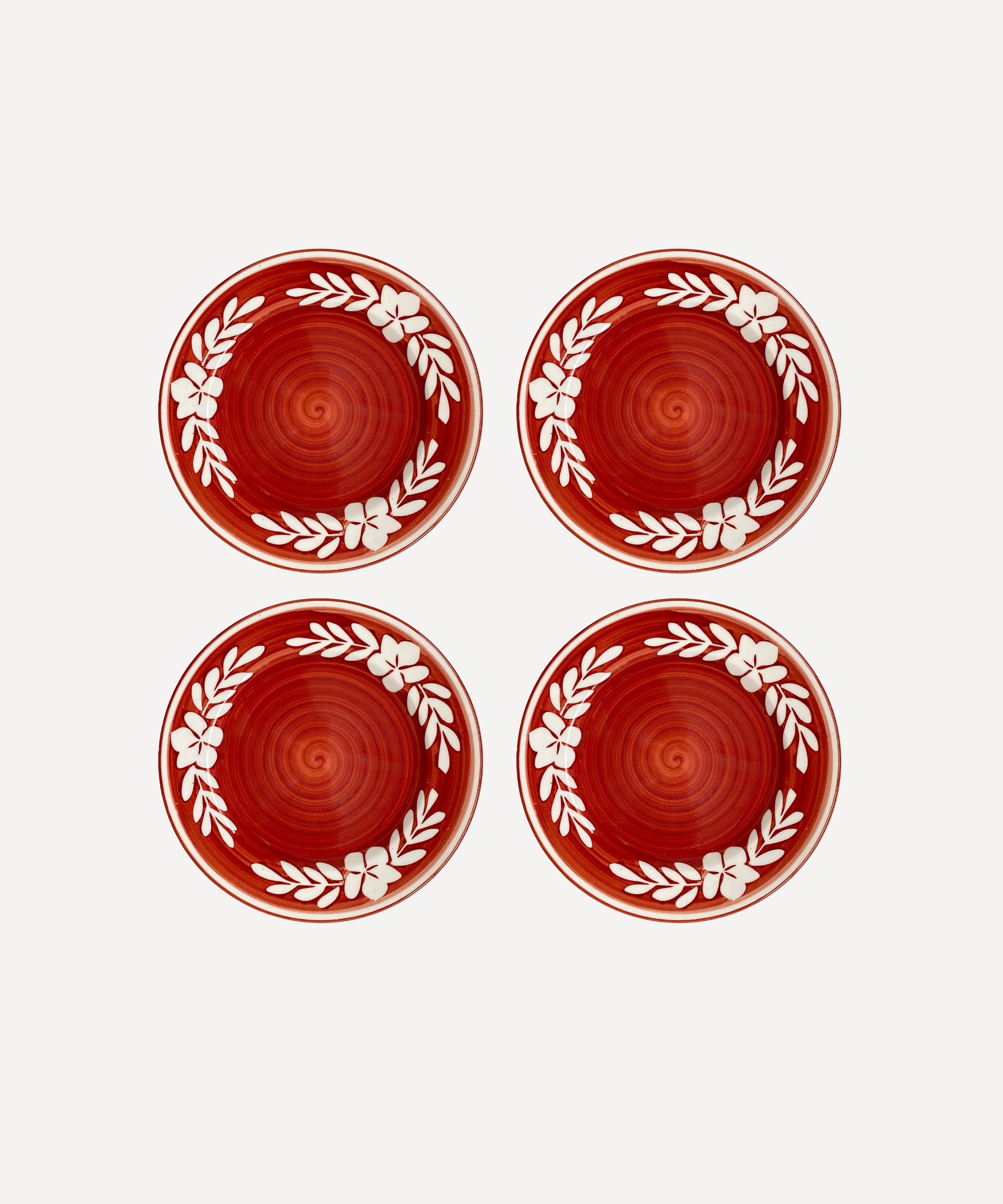 Flor Side Plate, Rust Red (Set of 4)