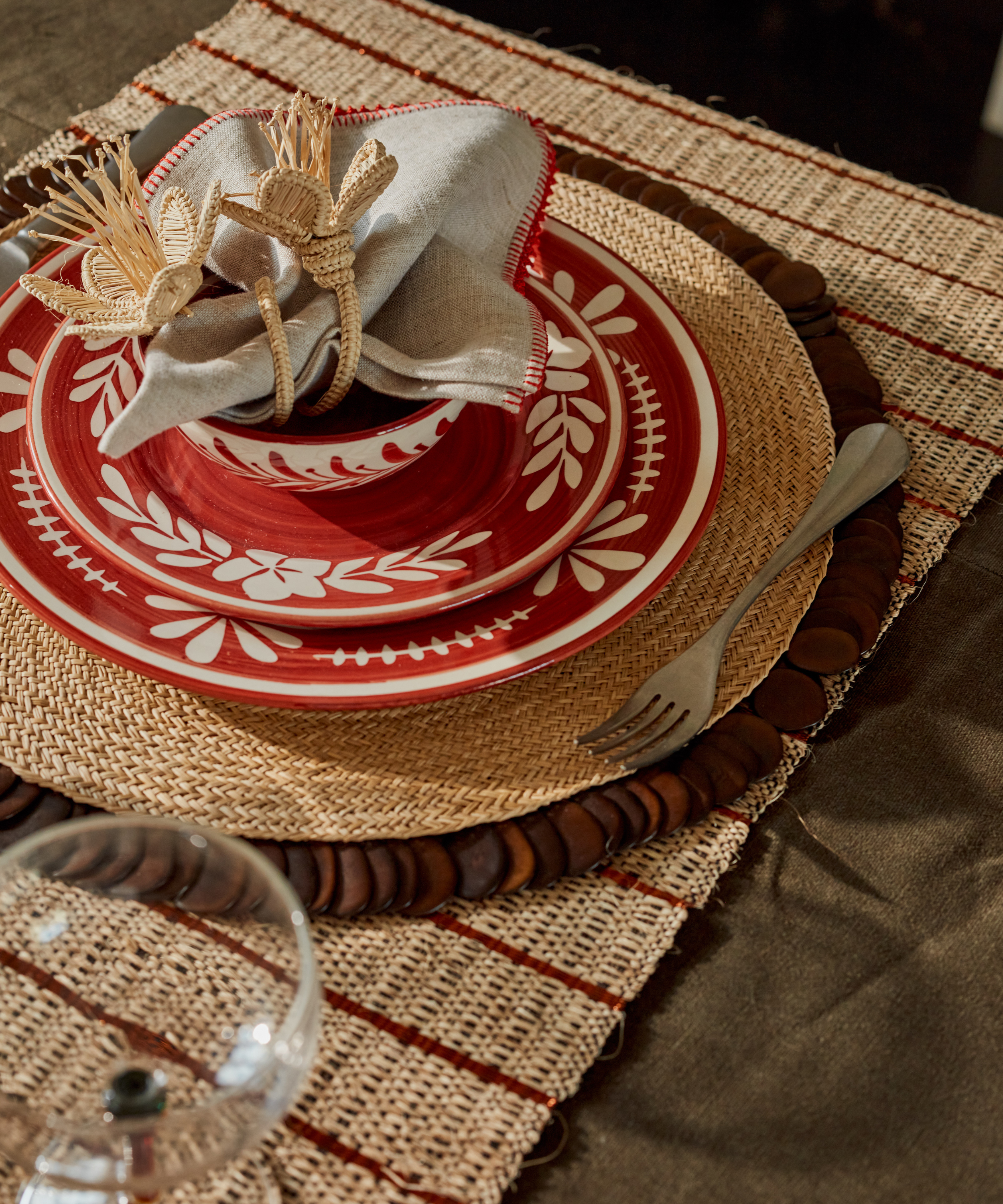 Flor Side Plate, Rust Red