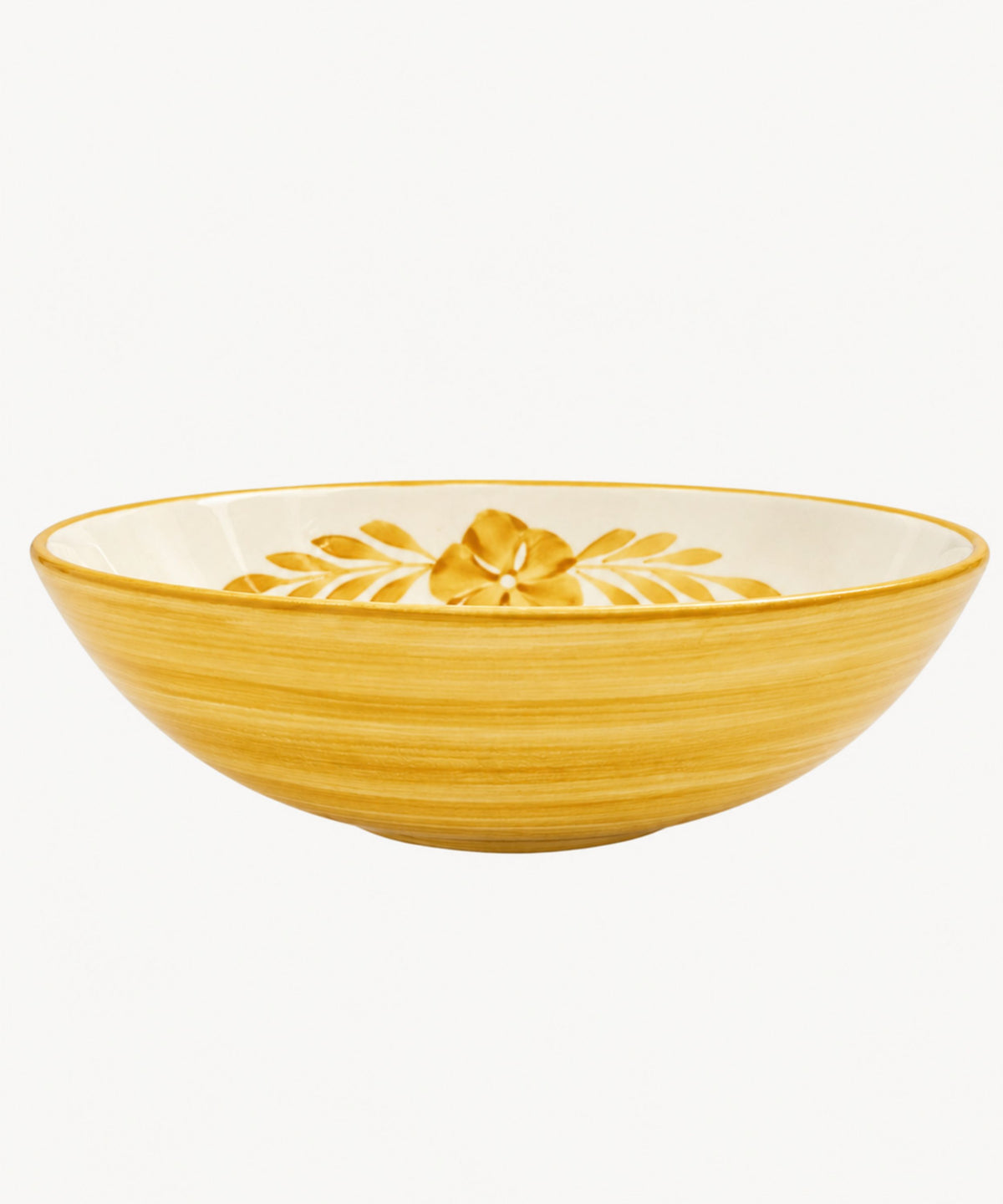 Flor Large Salad Bowl in Golden Yellow — hand-painted floral ceramic, Carmen del Viboral, Colombia