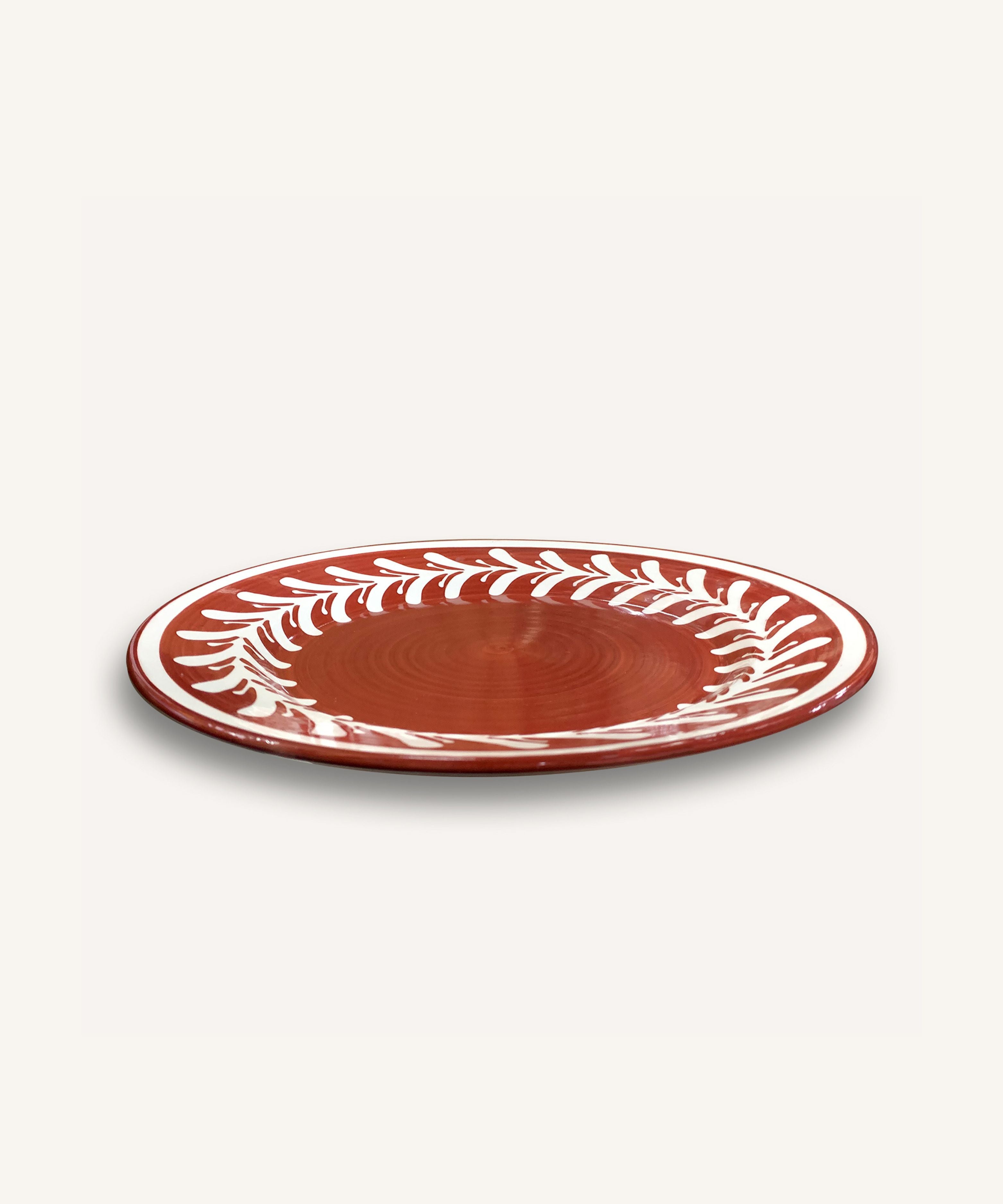 Dark Helecho Dinner Plate, Rust red