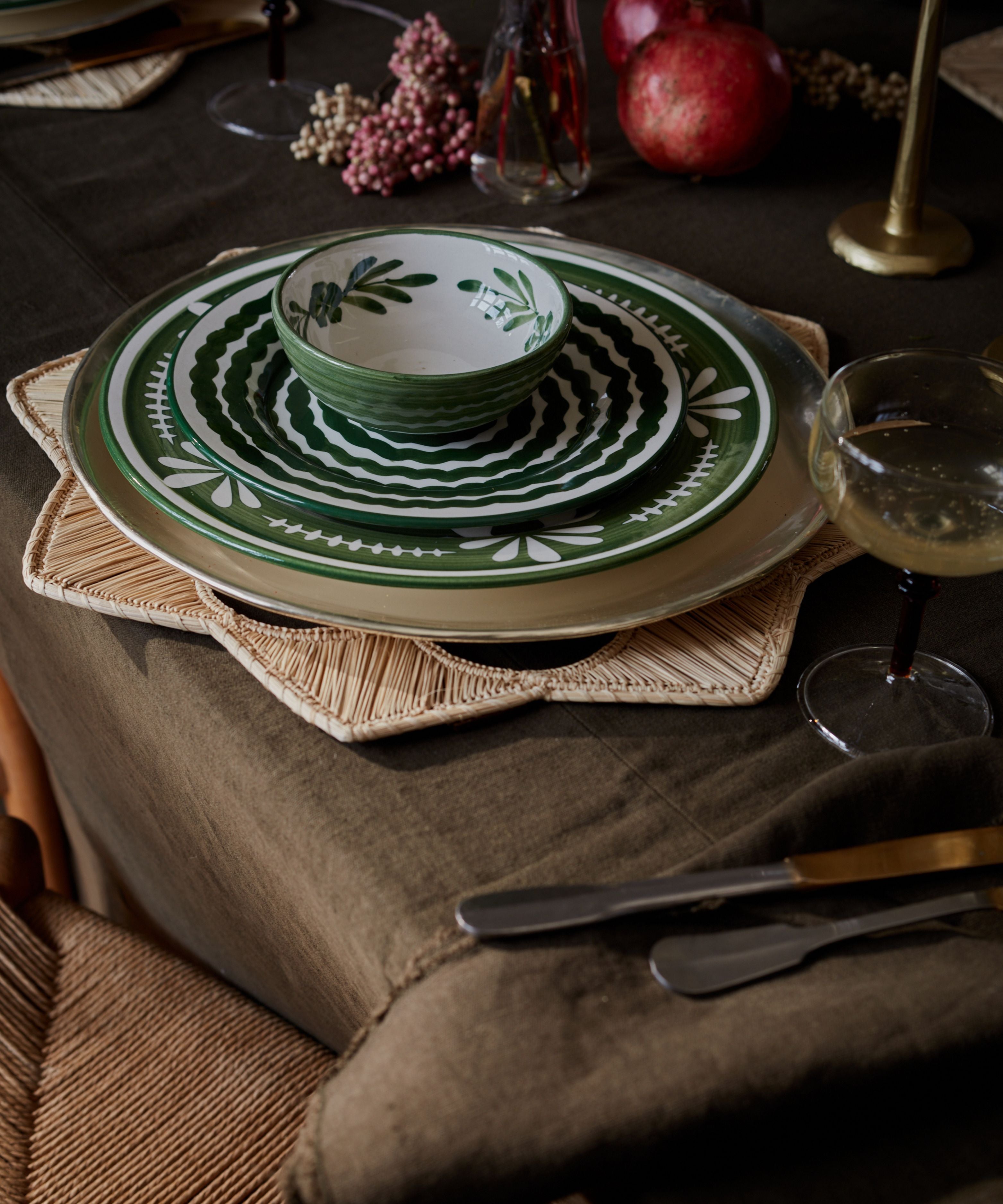 Flor Dinner Plate, Fern Green