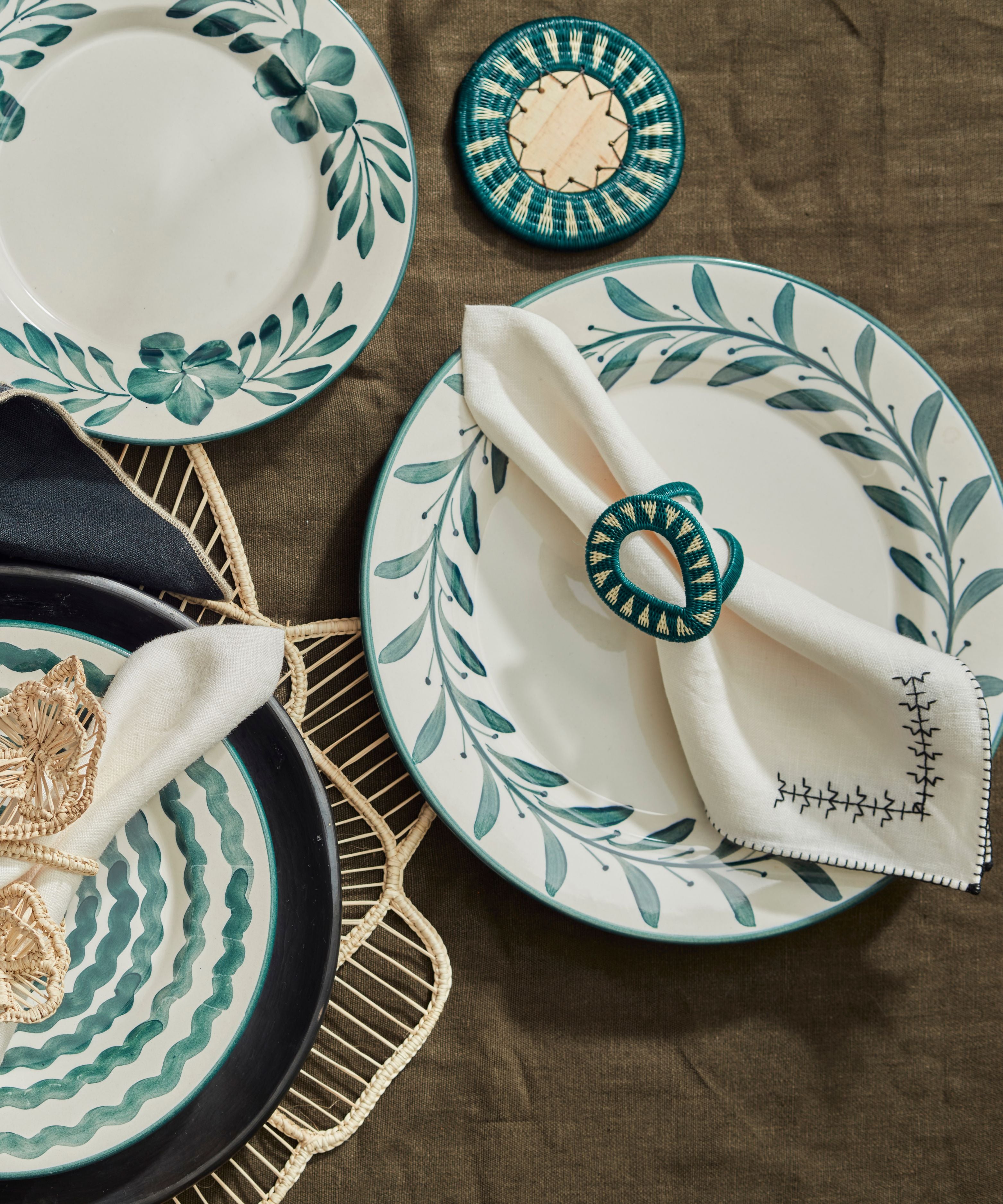 Helecho Dinner Plate, Teal