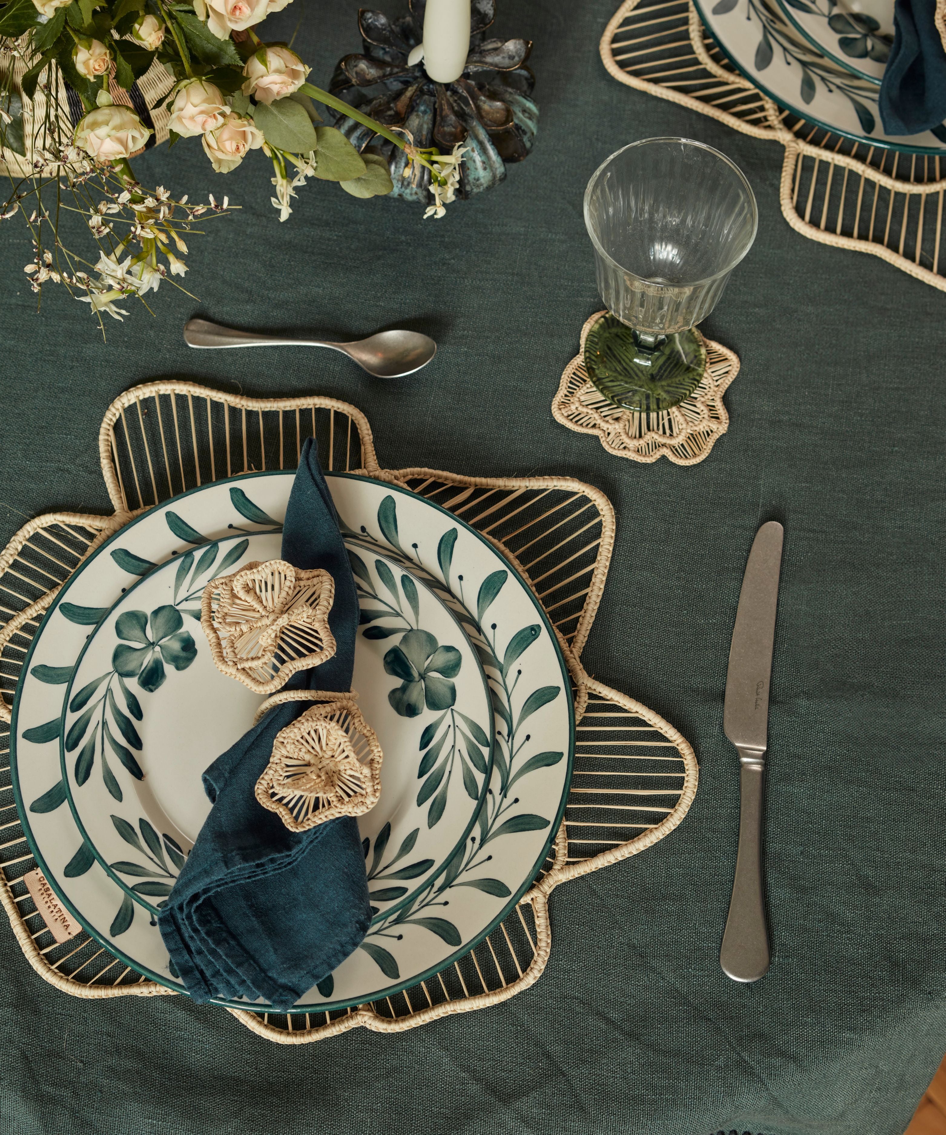 Helecho Dinner Plate, Teal