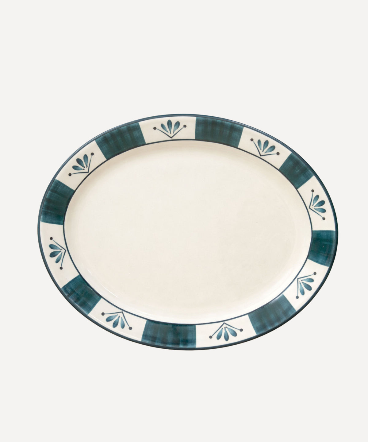 Flor de Lis Extra Large Serving Platter in Teal — hand-painted floral ceramic, Carmen del Viboral, Colombia