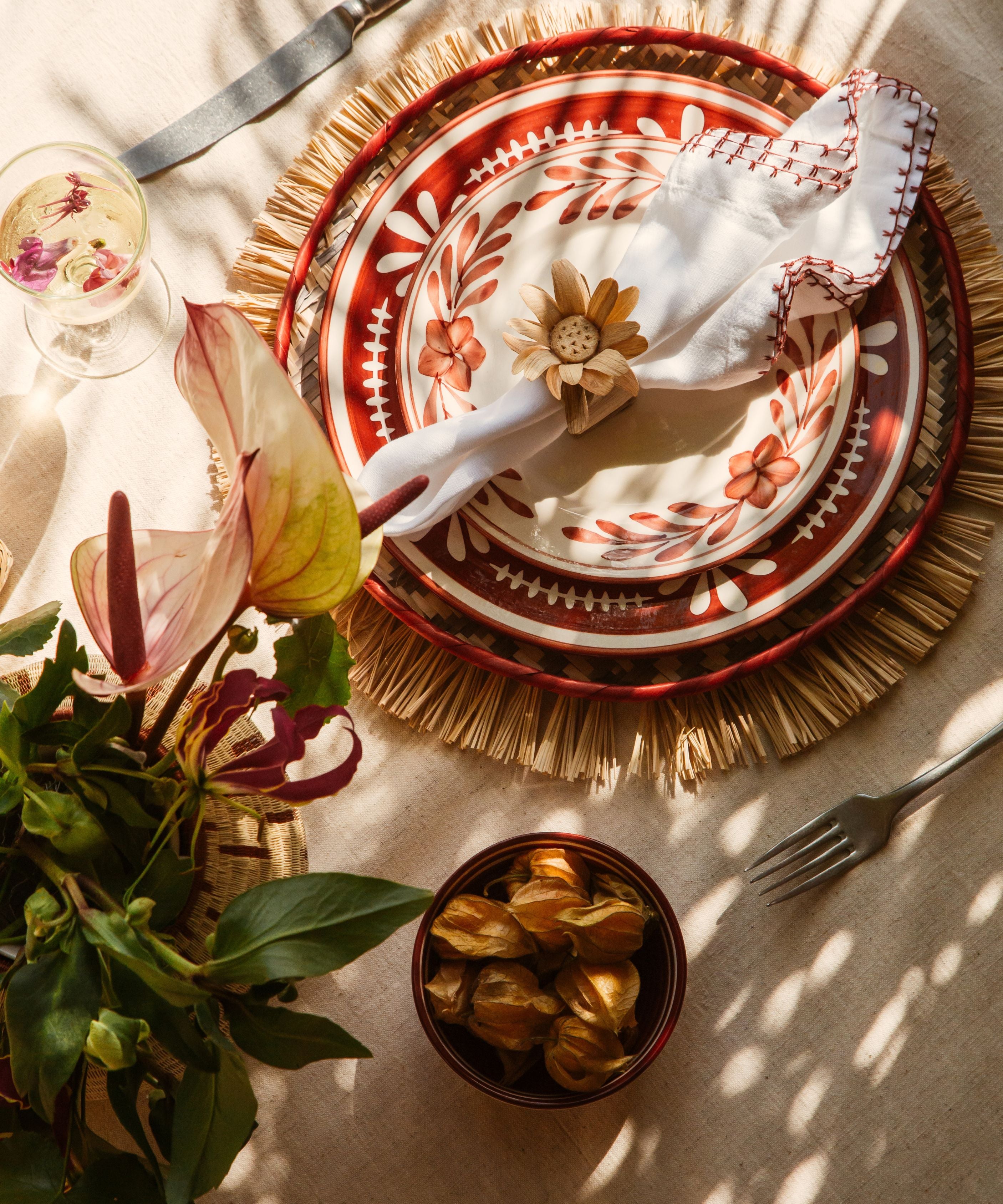 Flor Side Plate, Rust Red