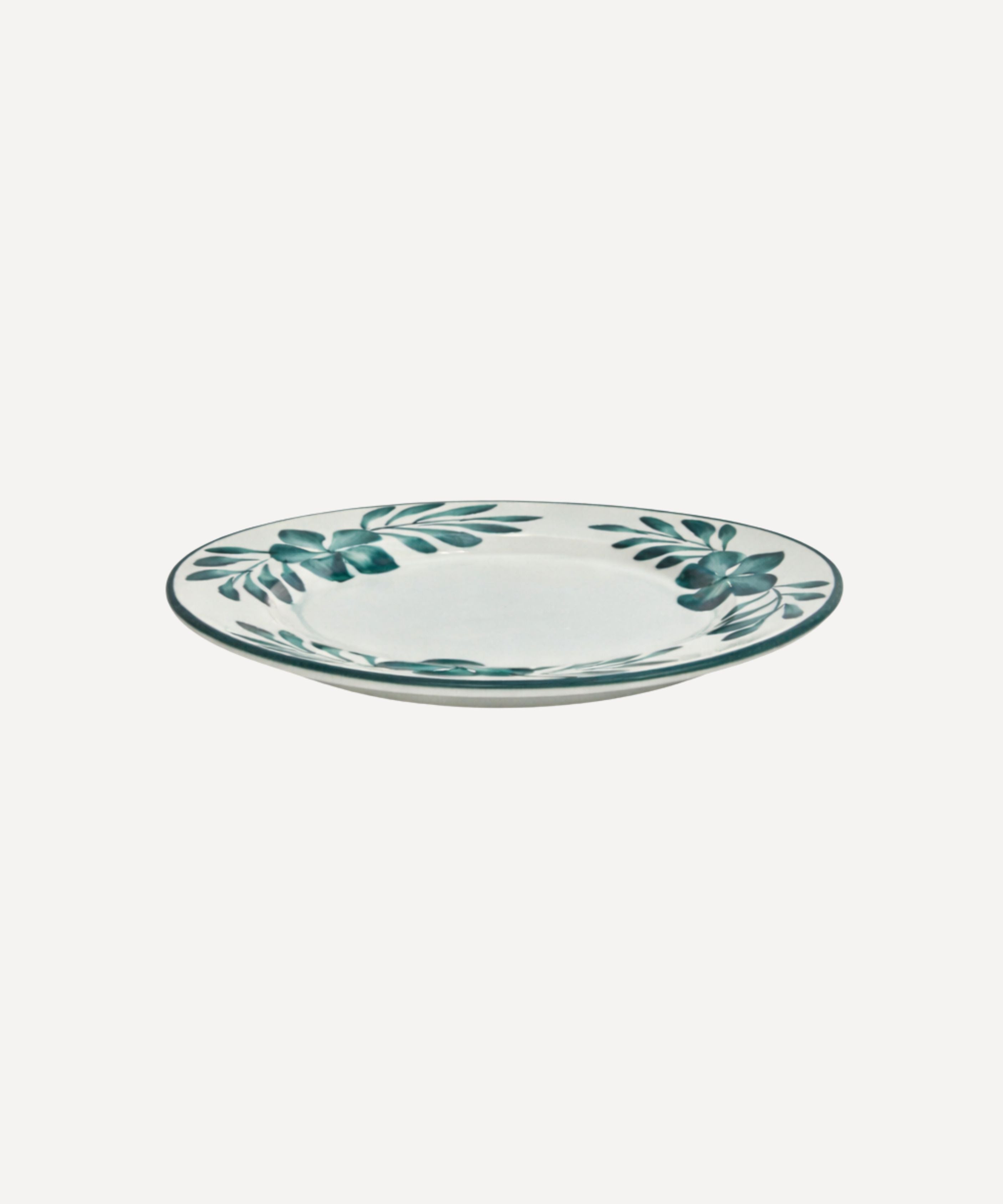 Flor Side Plate | Hand-Painted Floral Ceramic, Teal