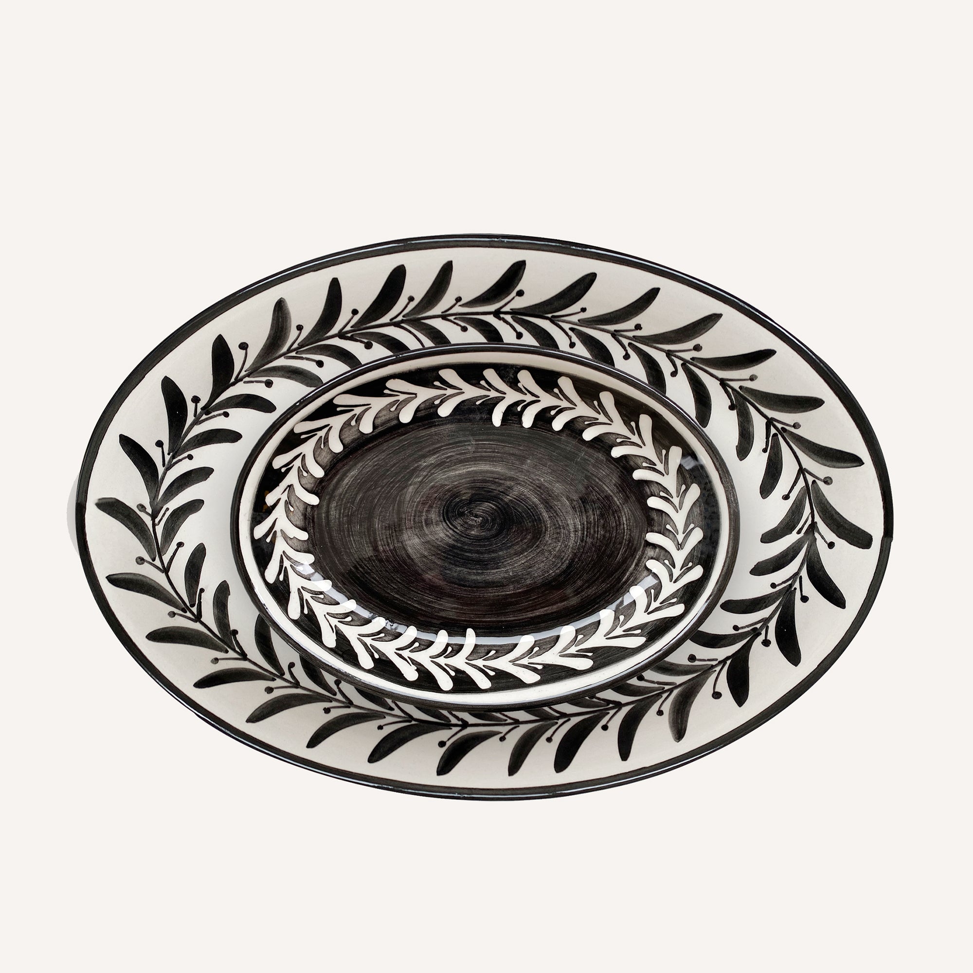 Black and white serving trays best sale