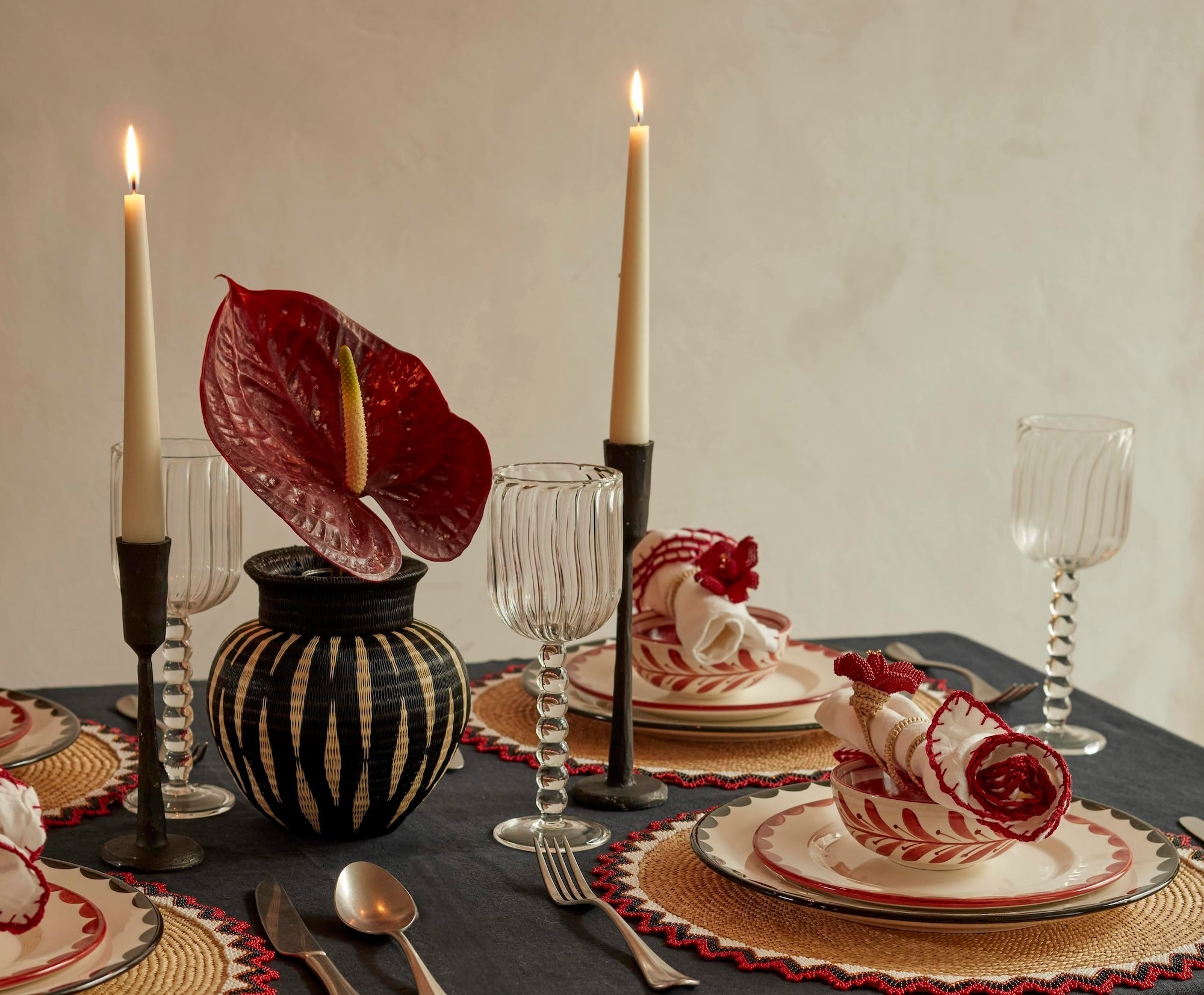 a romantic dinner table set 