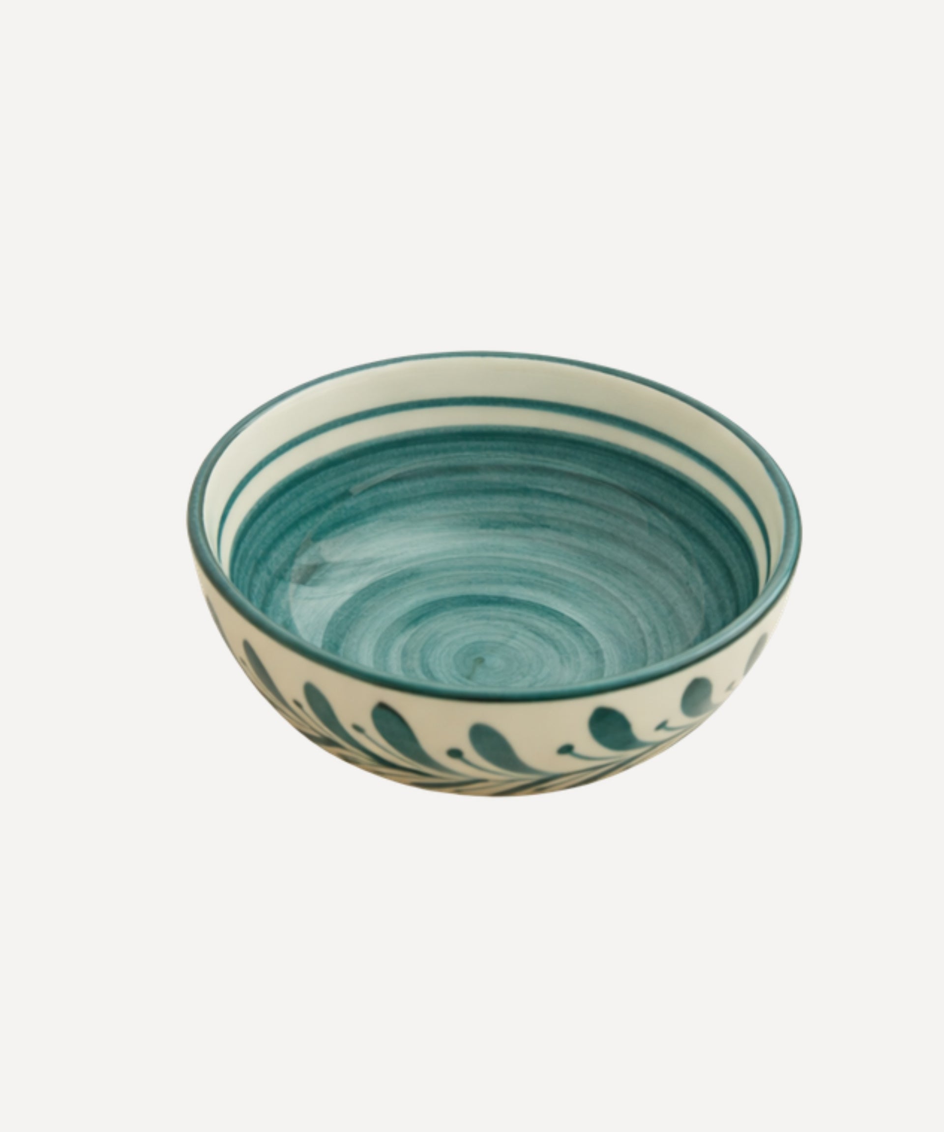 Helecho Soup Bowl Hand Painted Fern Wreath Ceramic
