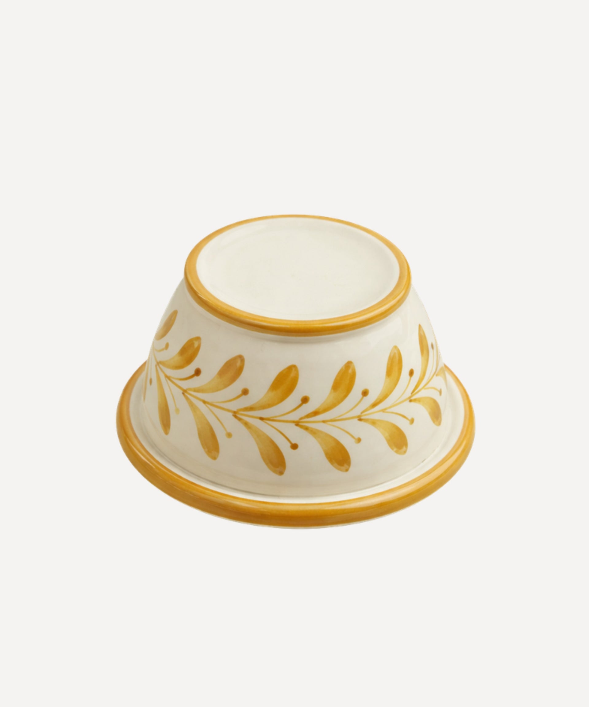 Helecho French Butter Dish Hand Painted Ceramic Golden