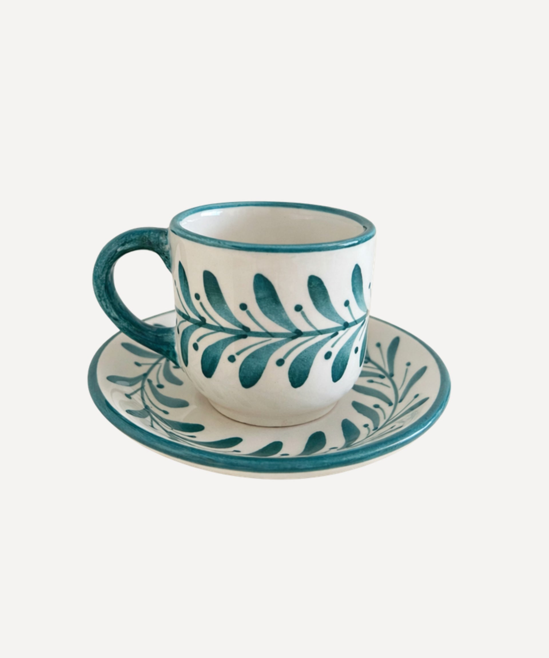Helecho Coffee Cup Hand Painted Fern Wreath Ceramic