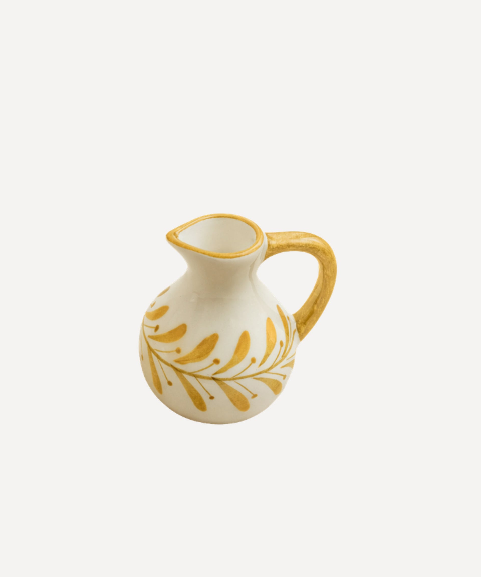 Helecho Creamer Hand Painted Fern Wreath Ceramic Golden