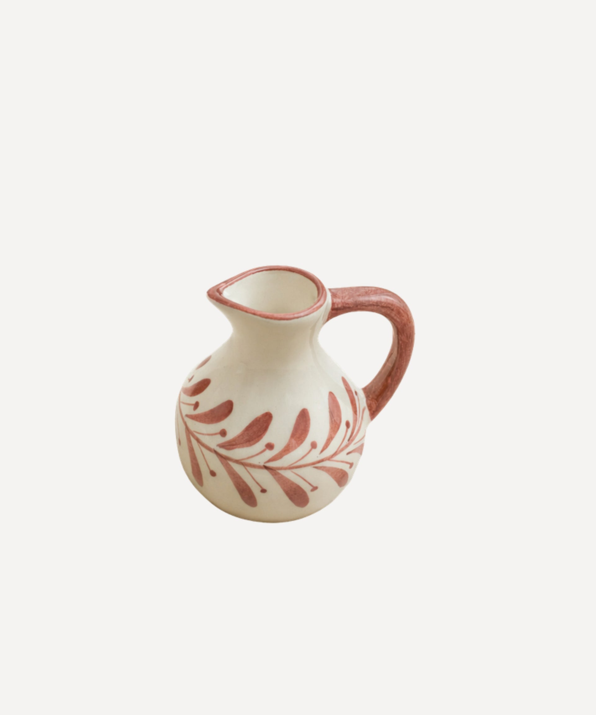 Helecho Creamer Hand Painted Fern Wreath Ceramic Rust Red