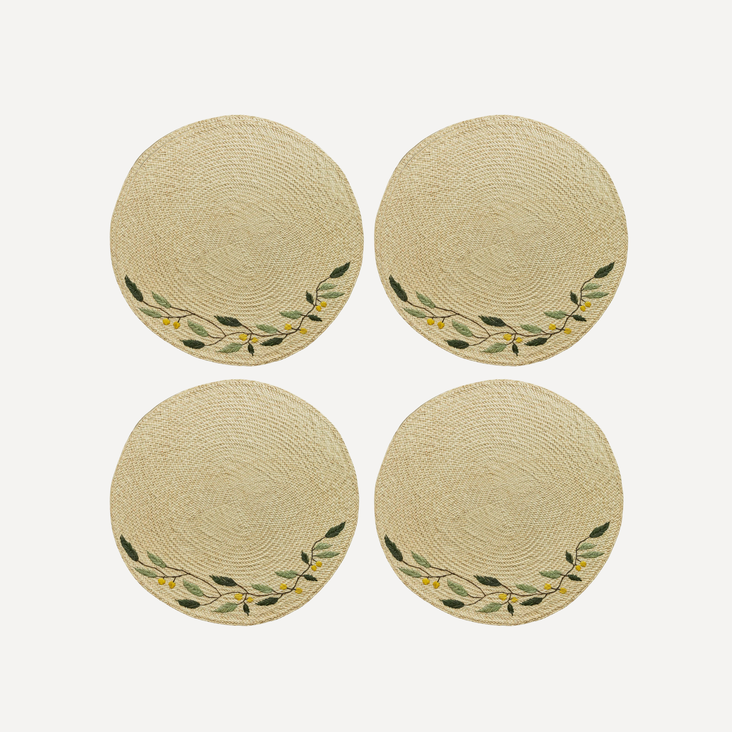 Embroidered Leaf Placemat (Set of 4)