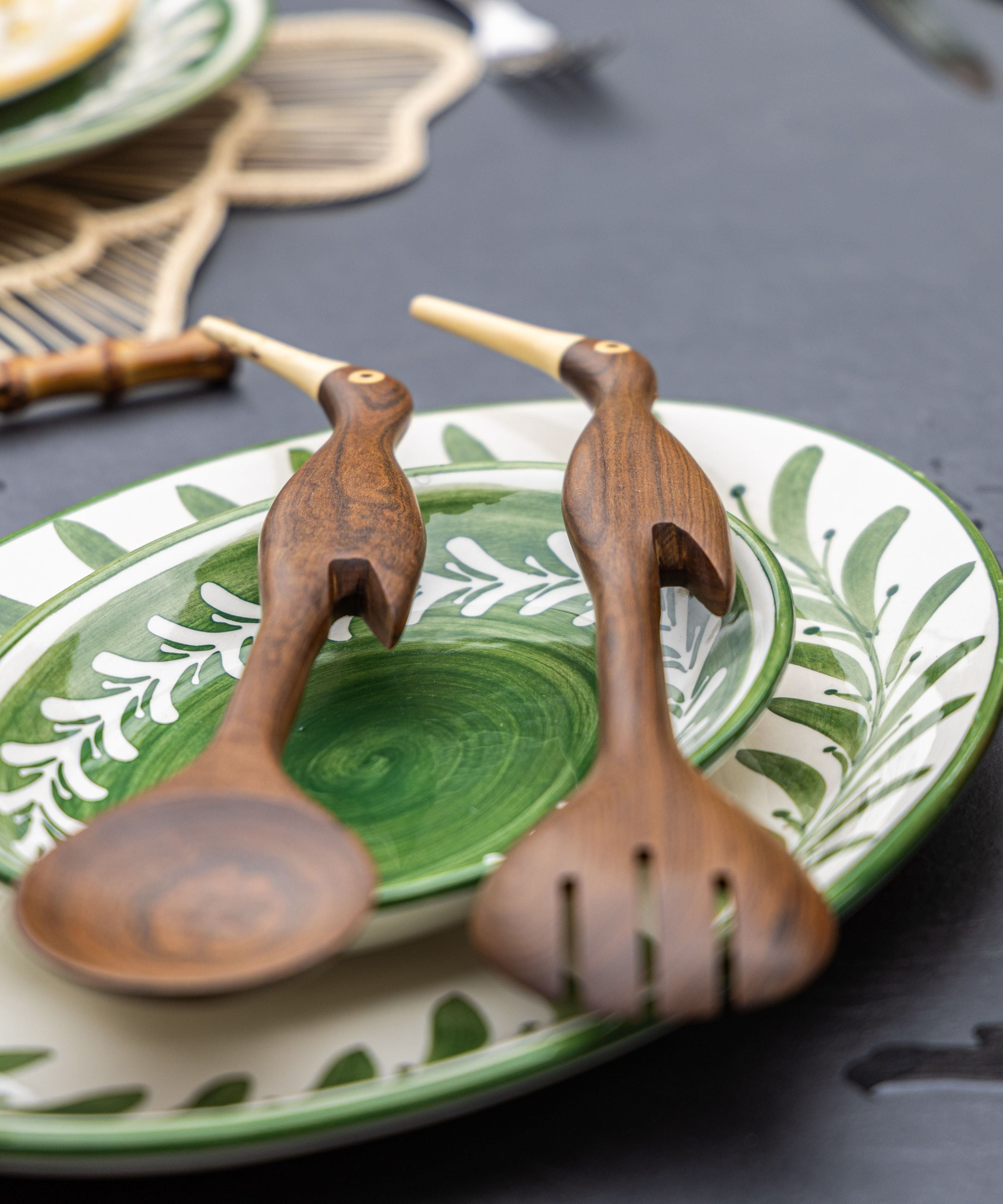 Helecho Serving Platter (set of two) - Fern Green