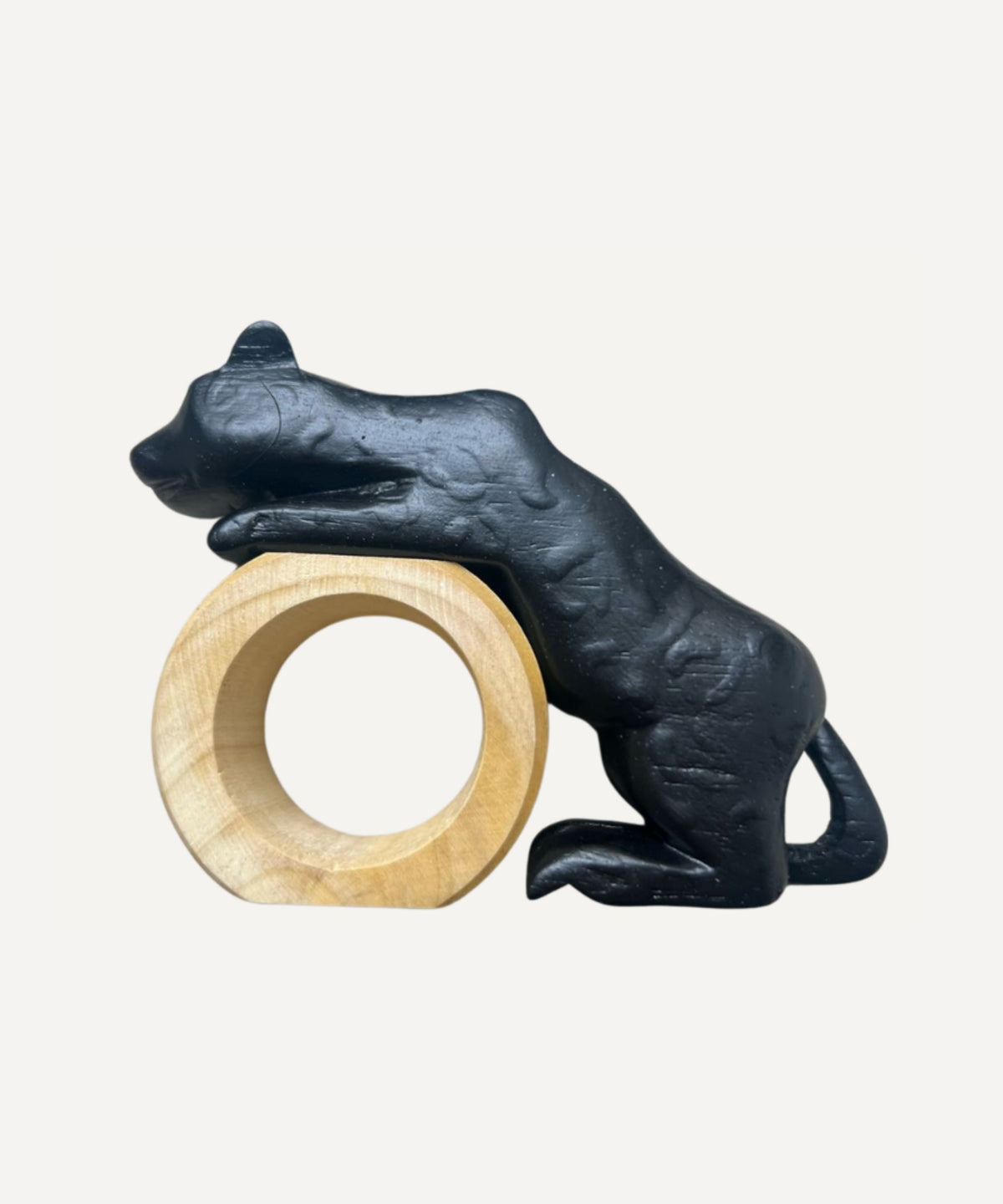 Felino Puma Napkin Ring Hand Carved Wood