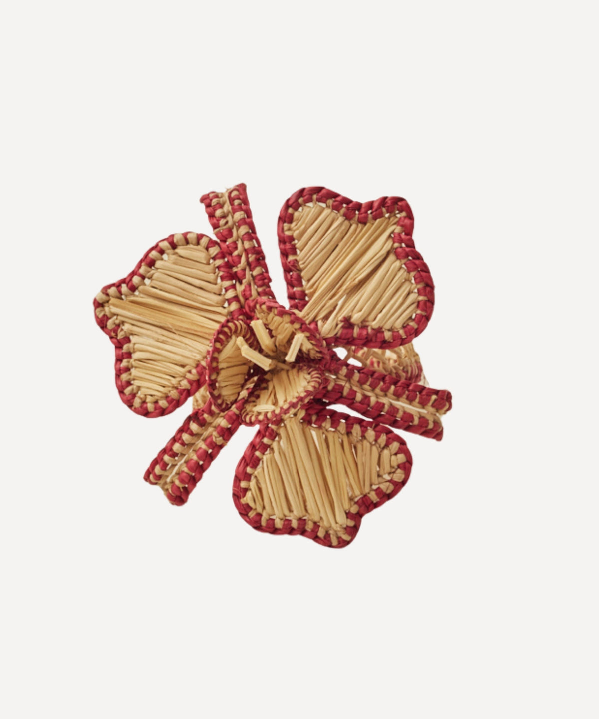 Orquidea Napkin Ring Handwoven Iraca Palm Framboise Border