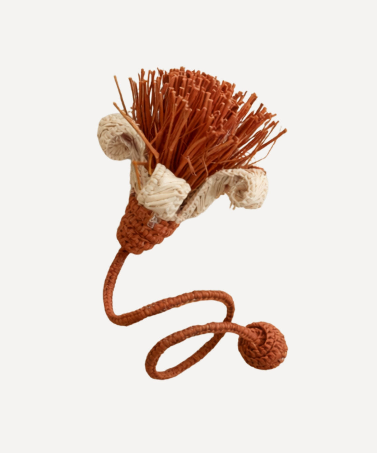 Pompon Napkin Ring Handwoven Iraca Palm Terracotta