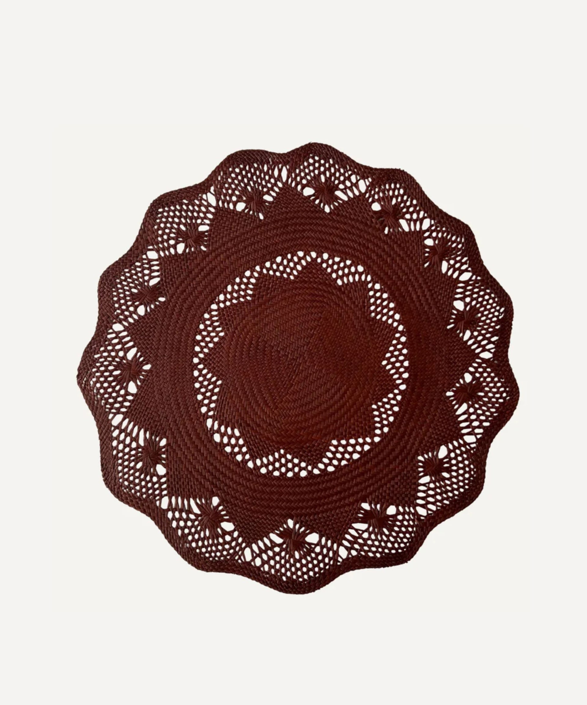 Estrella Placemat Handwoven Panama Hat Straw Marsala