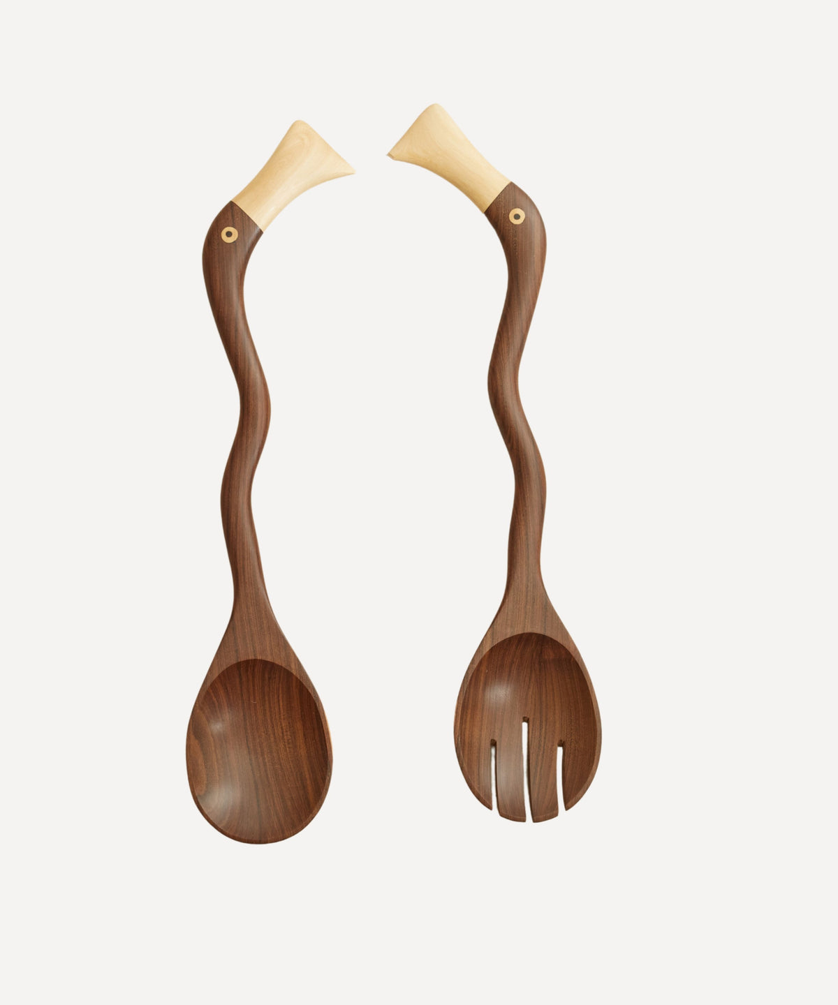 CasaLatina Hand-Carved Dark Wood Salad Servers