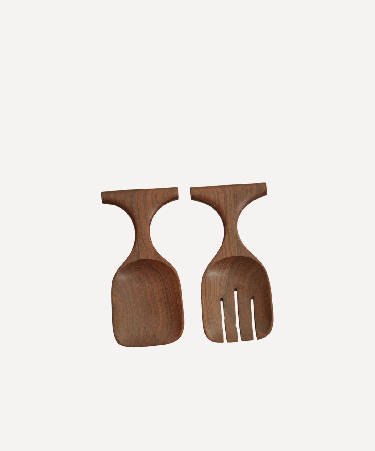 Lara Whale Mini Salad Servers Hand Carved Wood Dark Wood