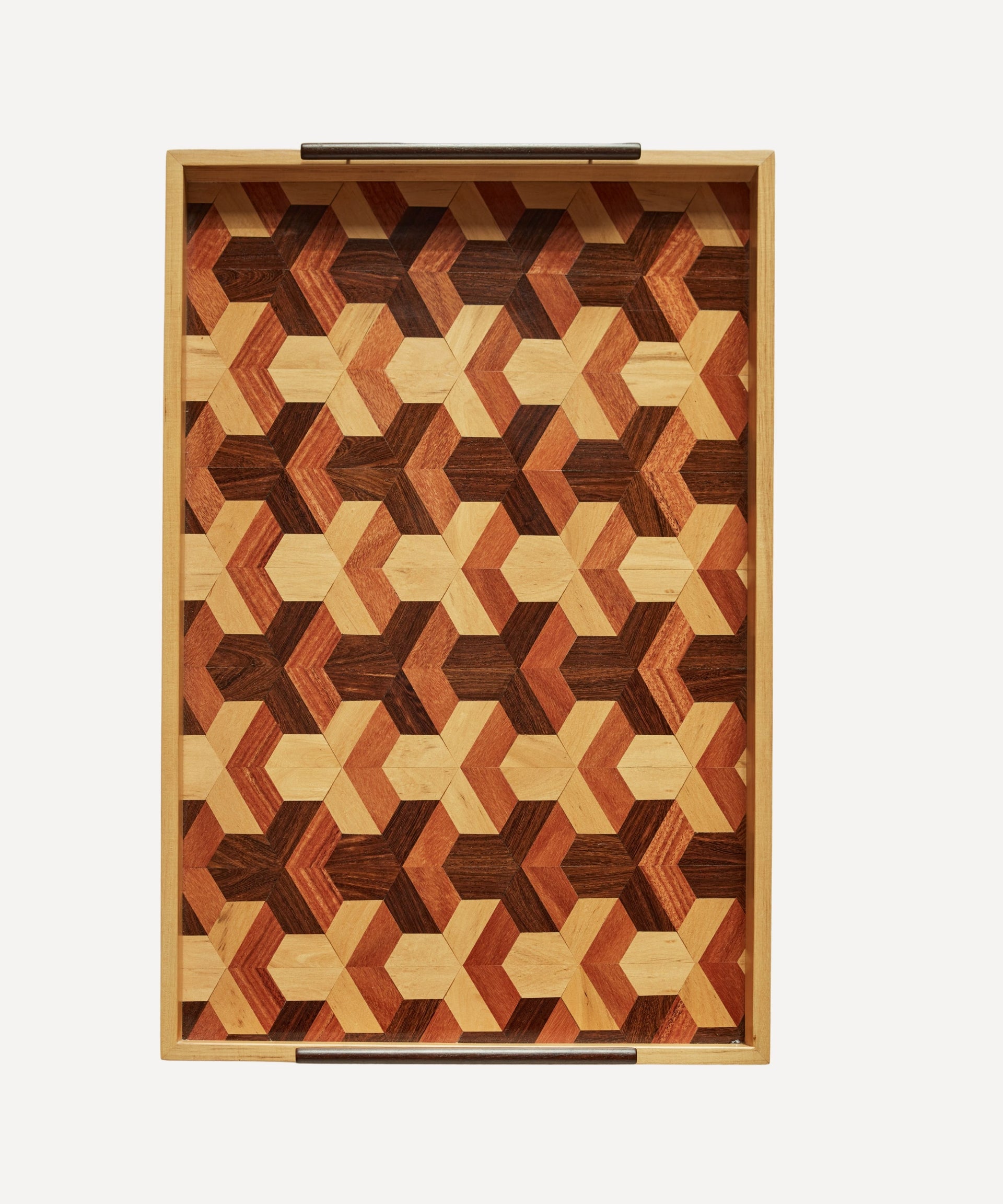 Lara Marquetry Tray Roble Large Hand Carved Wood Woods