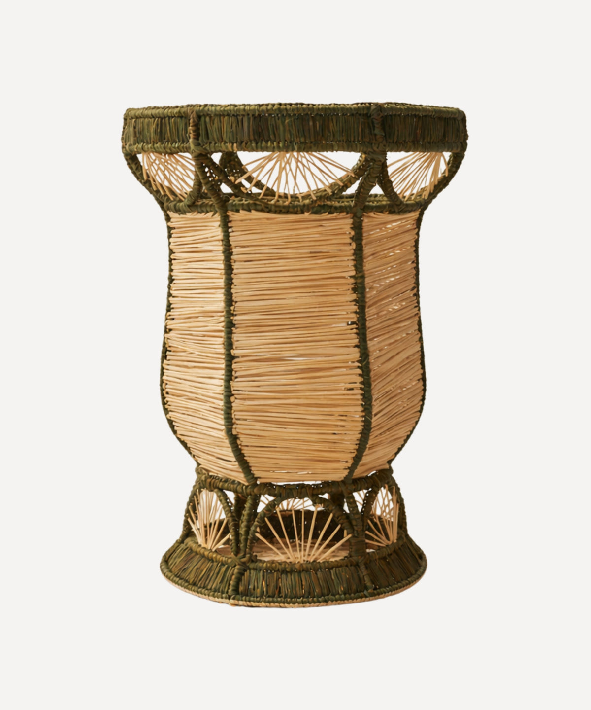CasaLatina Handwoven Iraca Palm Vase in Green
