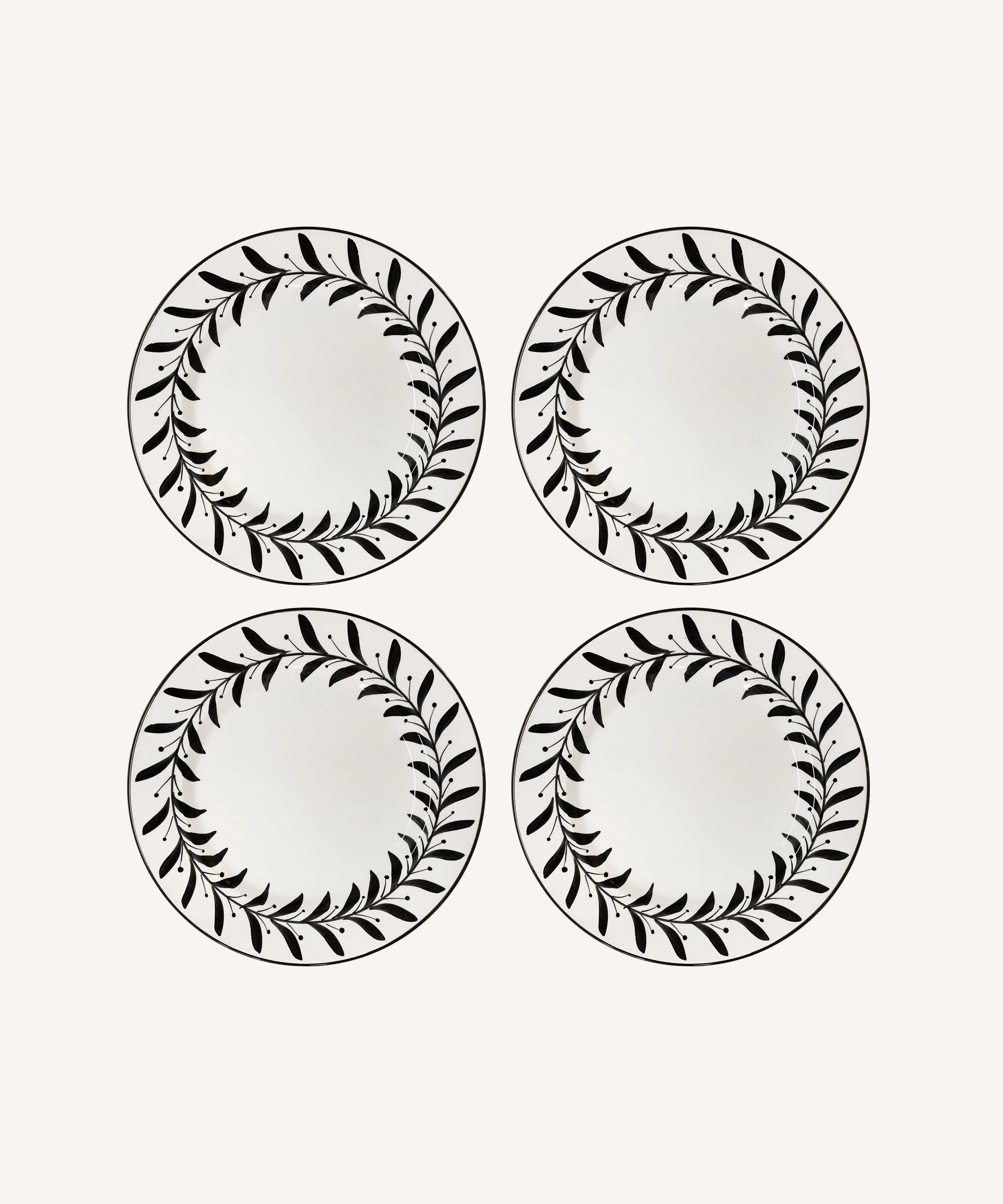 Helecho Side Plate, Jet Black (Set of 4)