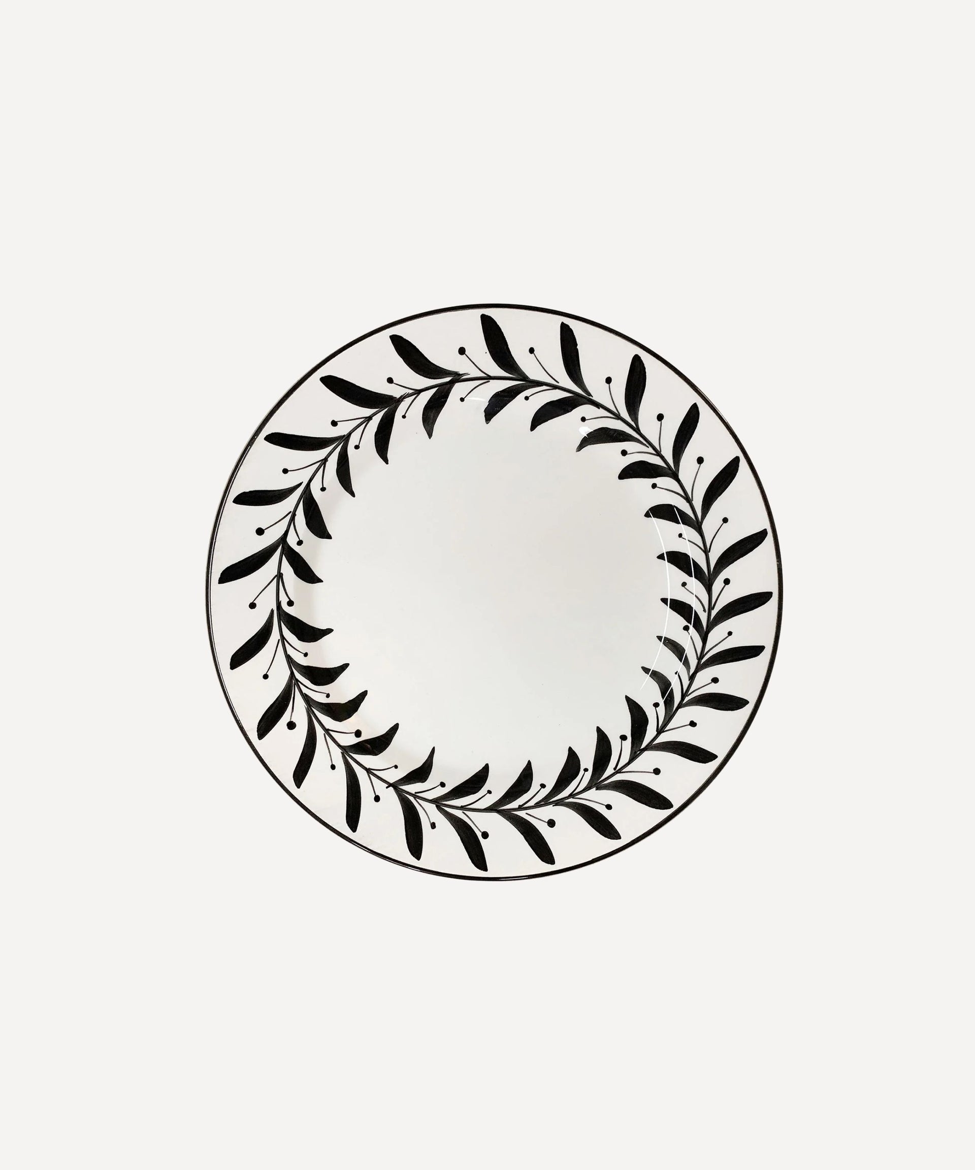 Helecho Side Plate Hand Painted Ceramic Jet Black