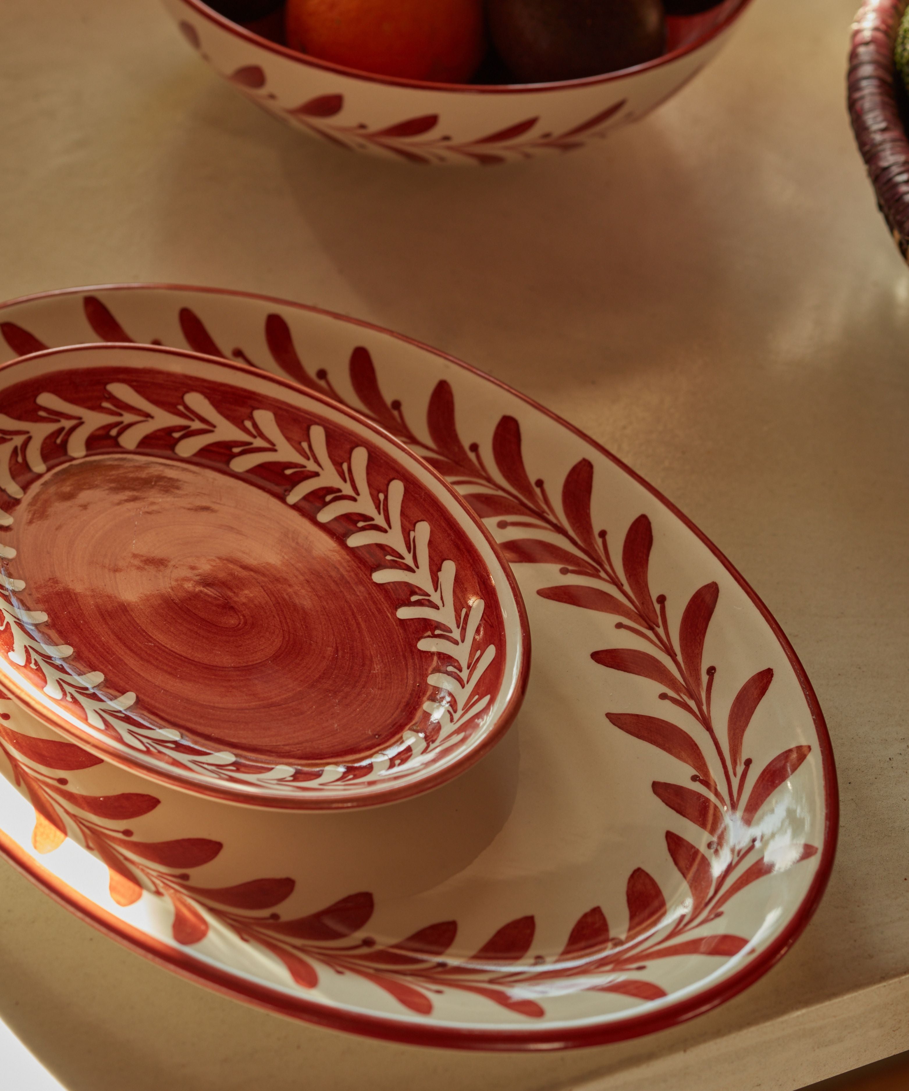 Helecho Serving Platter (set of two) - Rust Red