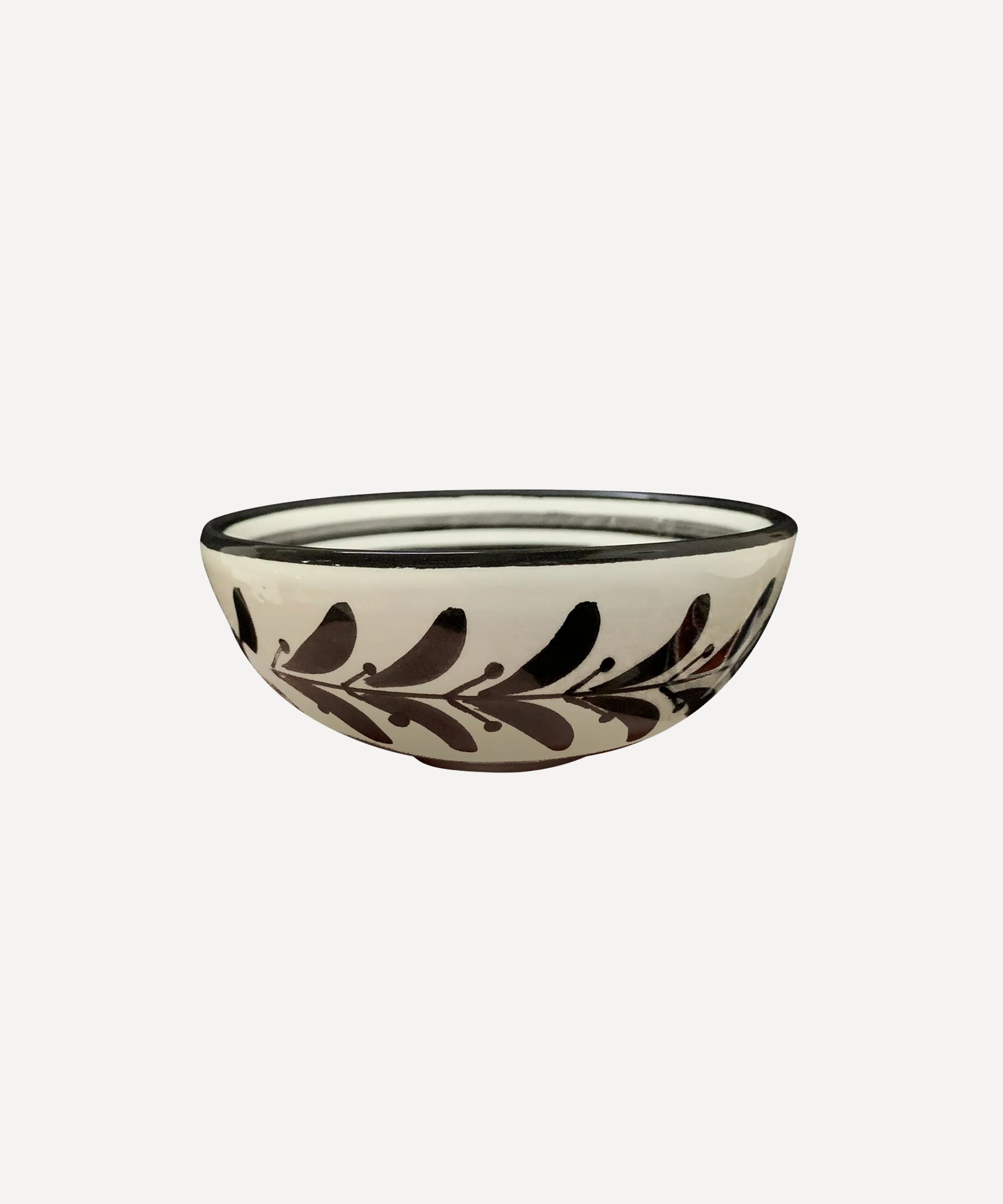 Helecho Tapas Bowl Hand Painted Fern Wreath Ceramic Jet Black