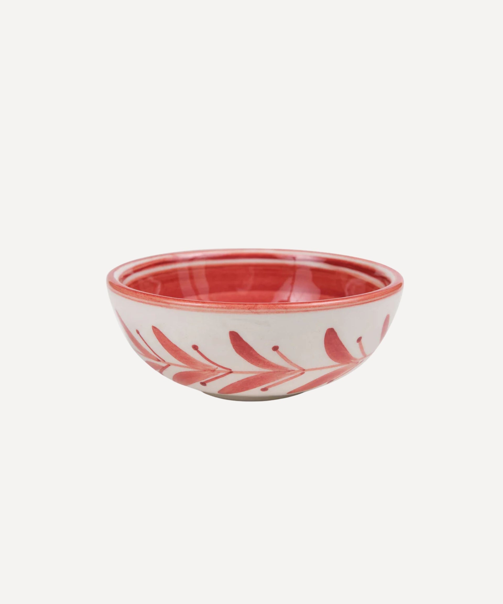 Helecho Tapas Bowl Hand Painted Fern Wreath Ceramic Rust Red