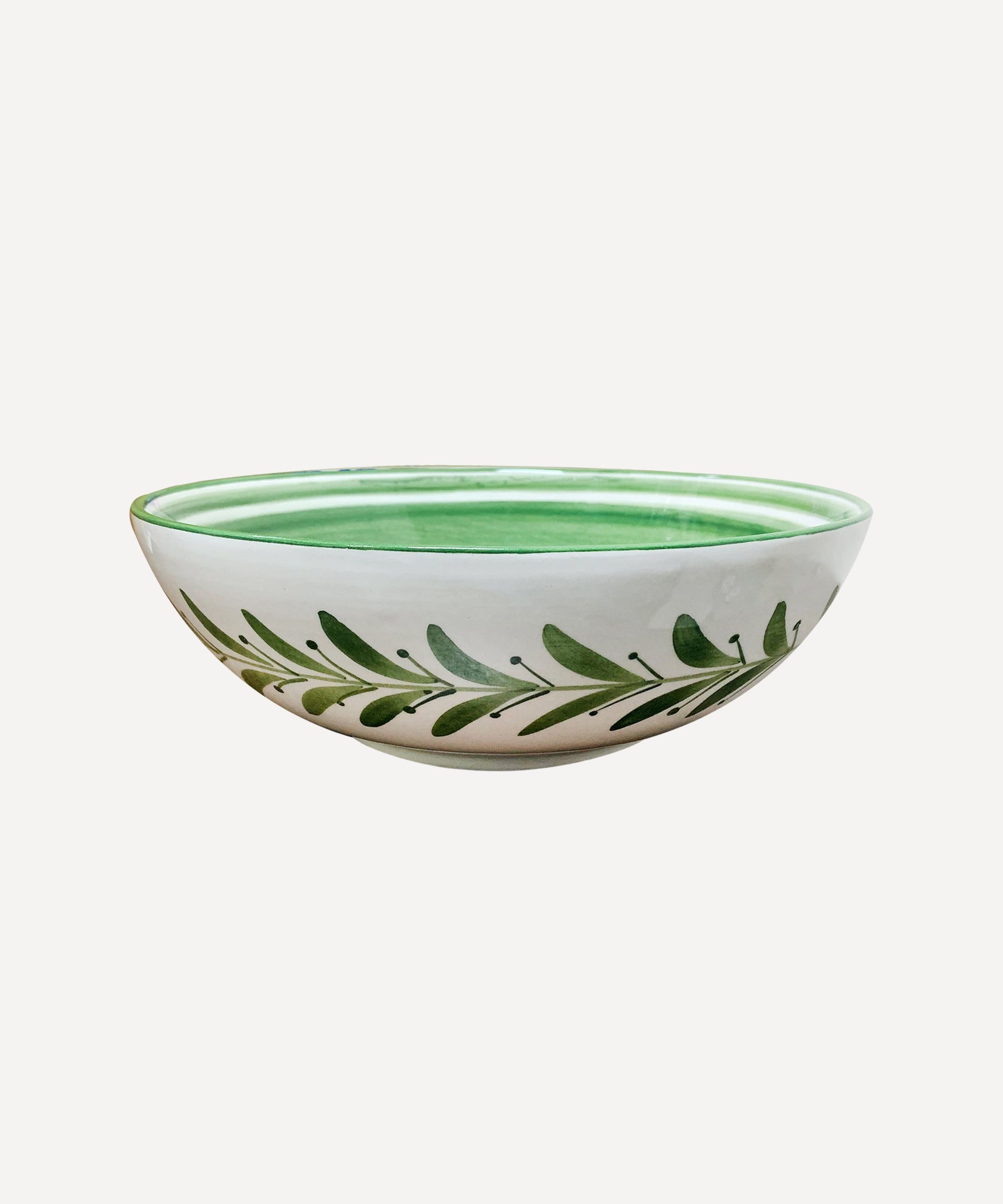 Helecho Salad Bowl Hand Painted Fern Wreath Ceramic Fern