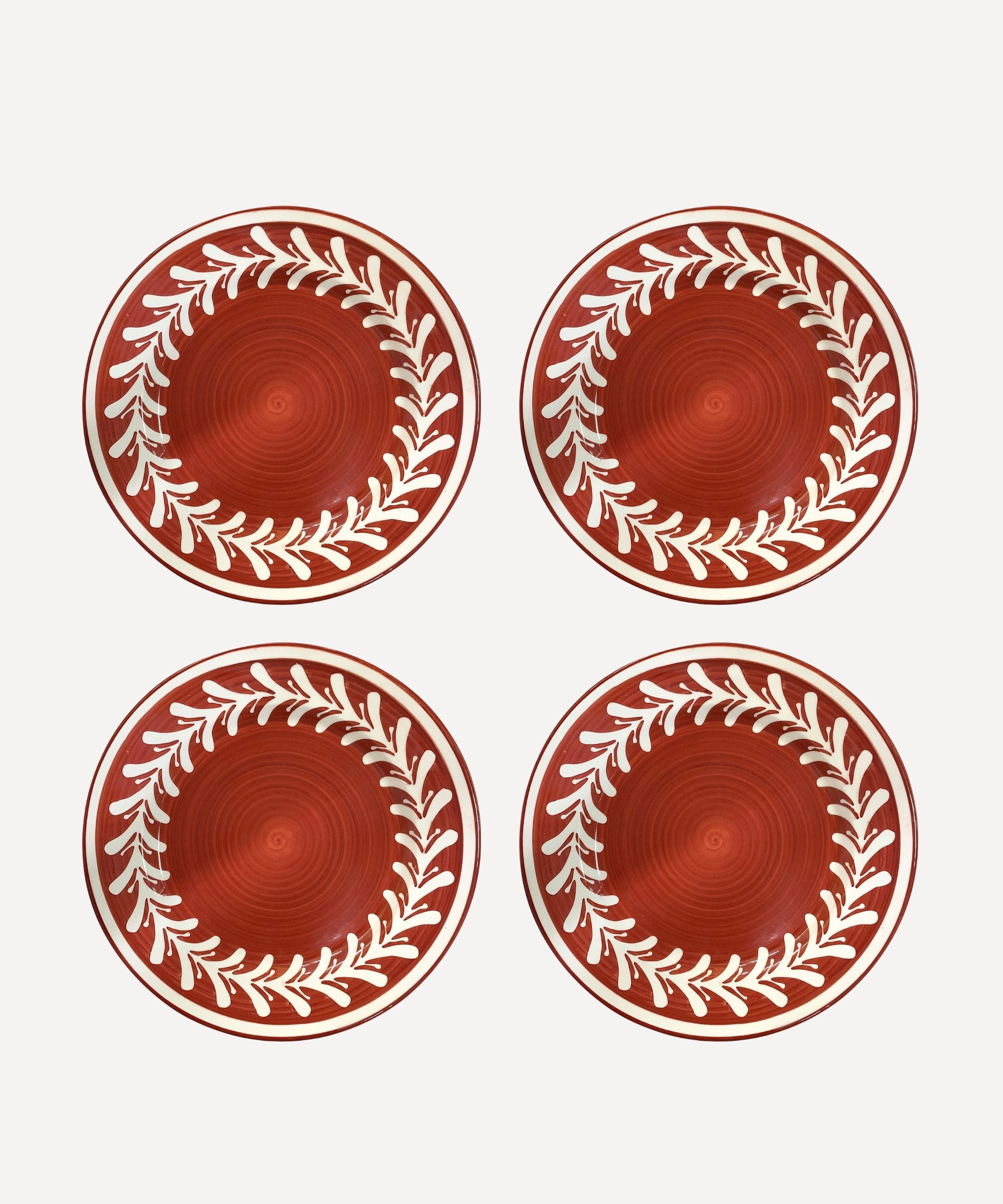 Dark Helecho Dinner Plate, Rust Red (set of 4)