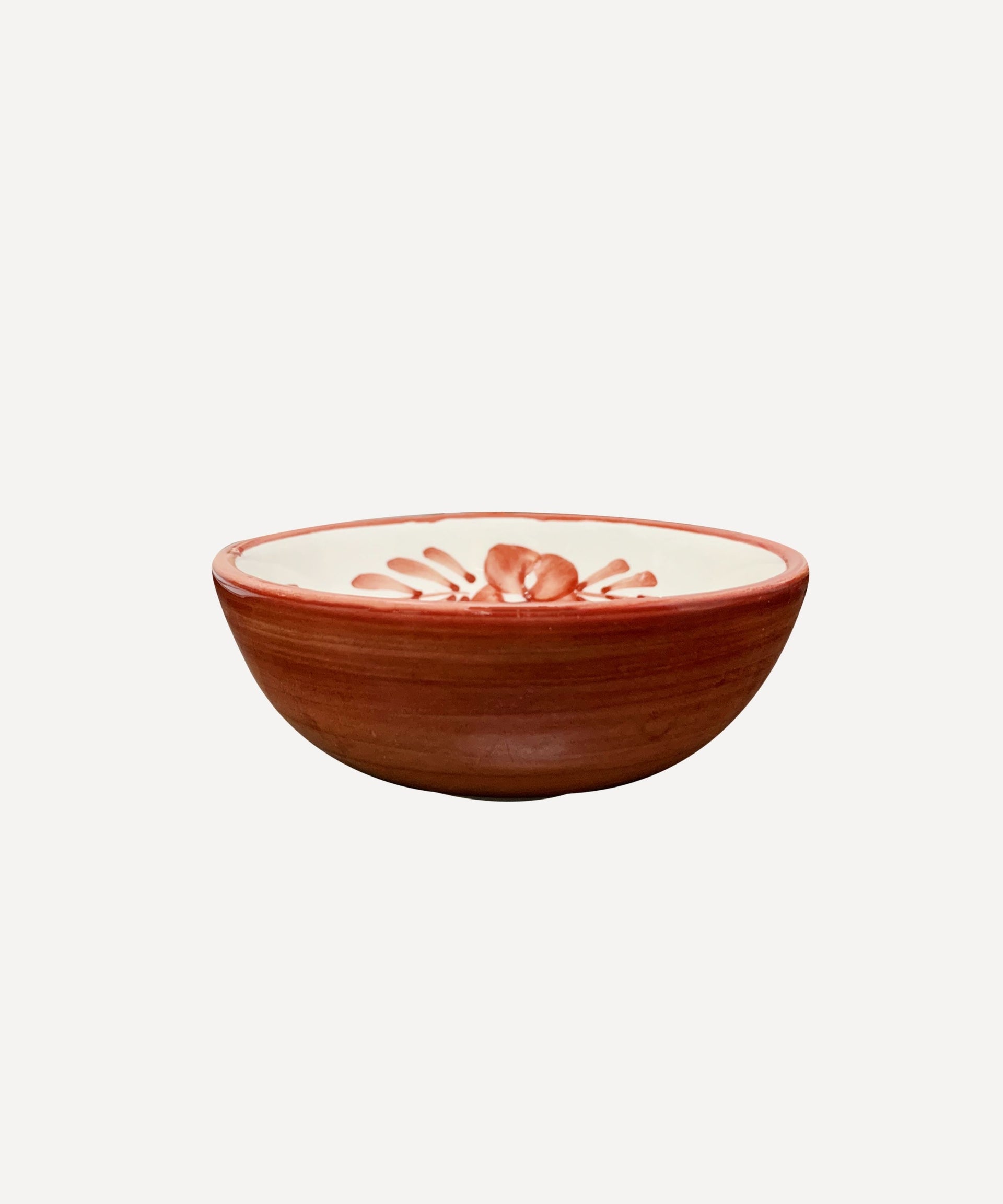 Flor Tapas Bowl Hand Painted Floral Ceramic Rust Red