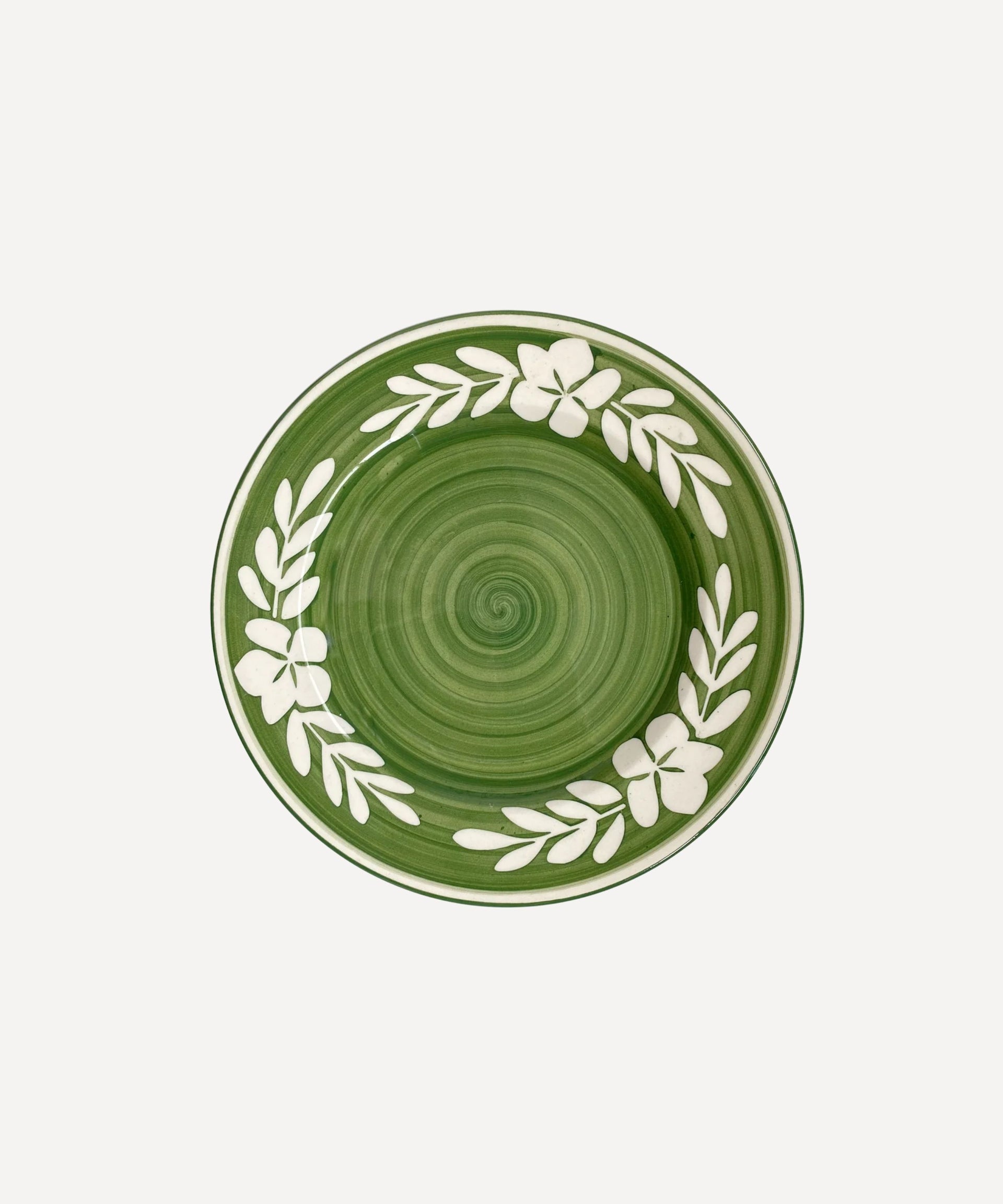 Dark Flor Side Plate Hand Painted Ceramic Fern
