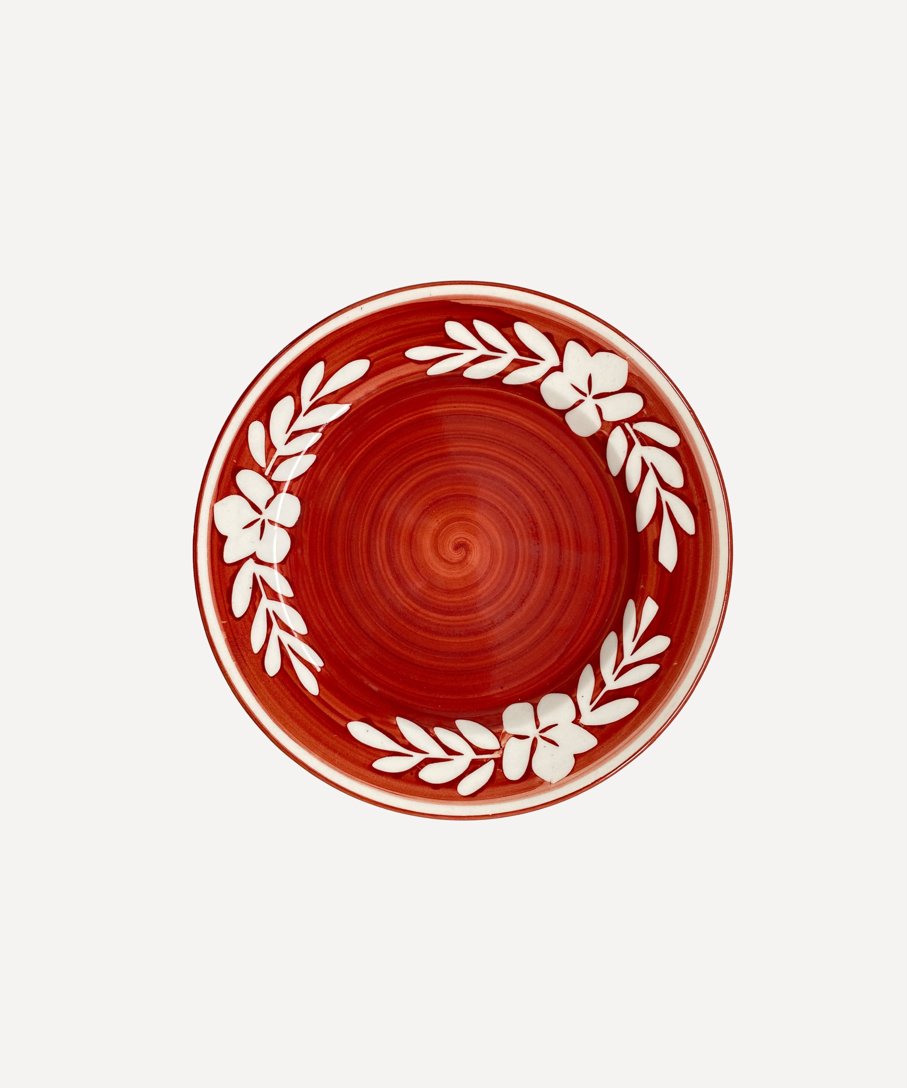 Dark Flor Side Plate, Rust Red