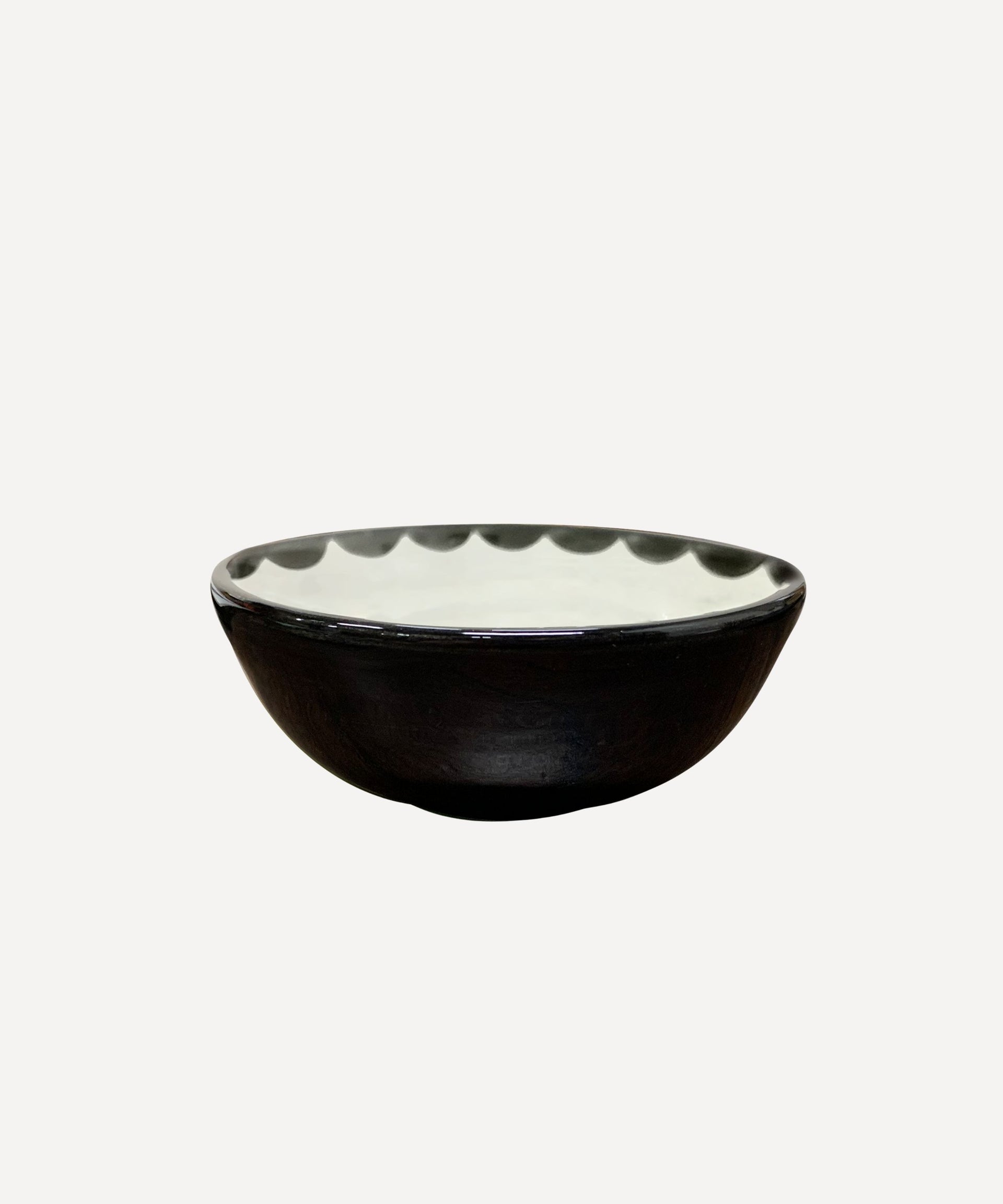 Cascos Tapas Bowl Hand Painted Scalloped Ceramic Jet Black