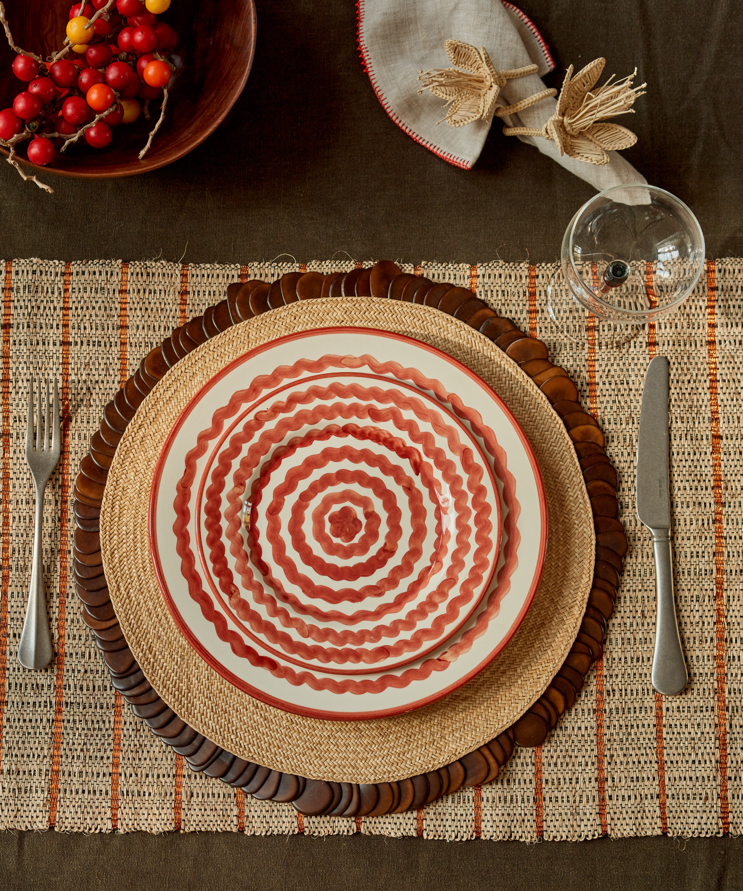 Ondas Dinner plate, Rust Red