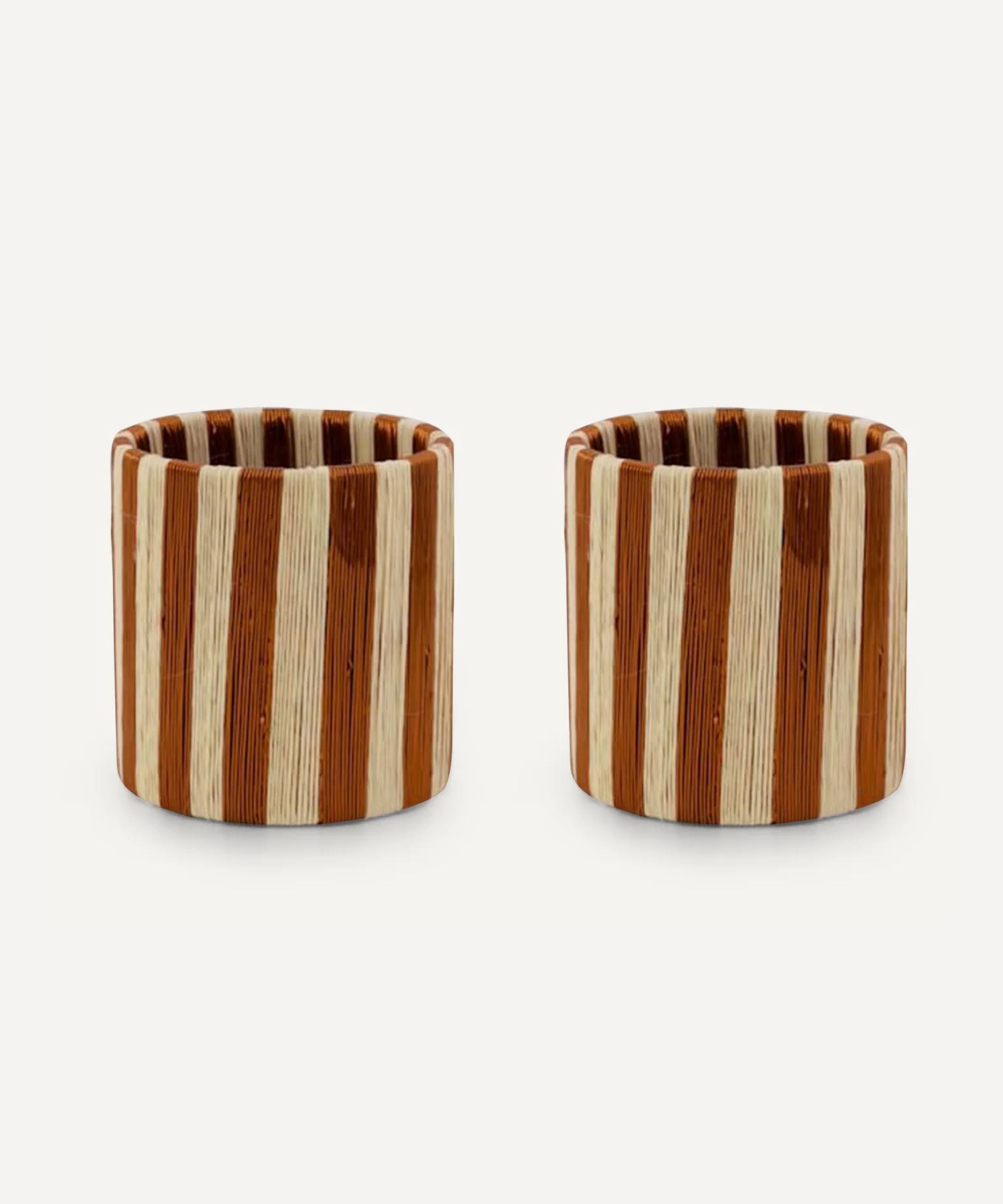 Pacifico Copper Napkin Ring Rayas, White (Set of 2)