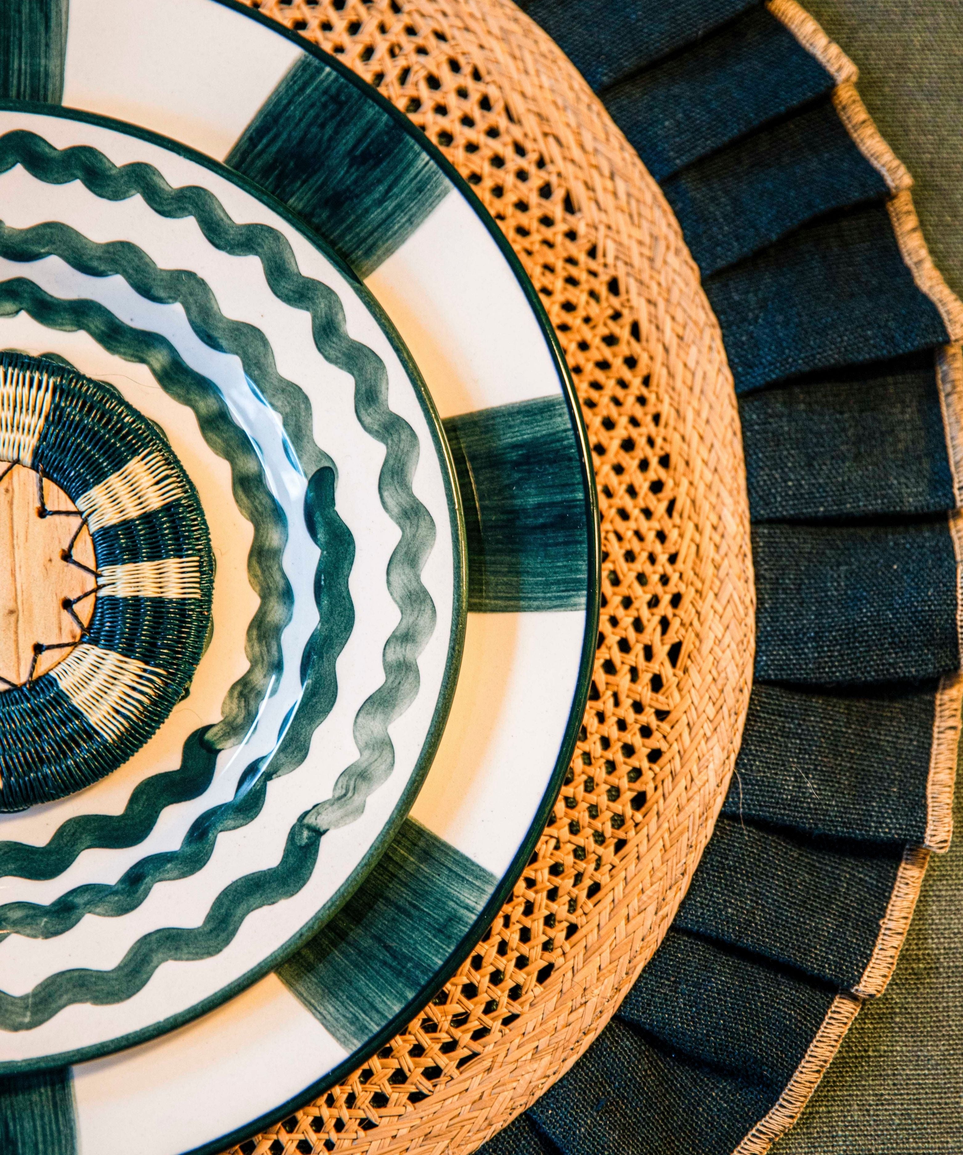 Franjas Dinner Plate, Teal